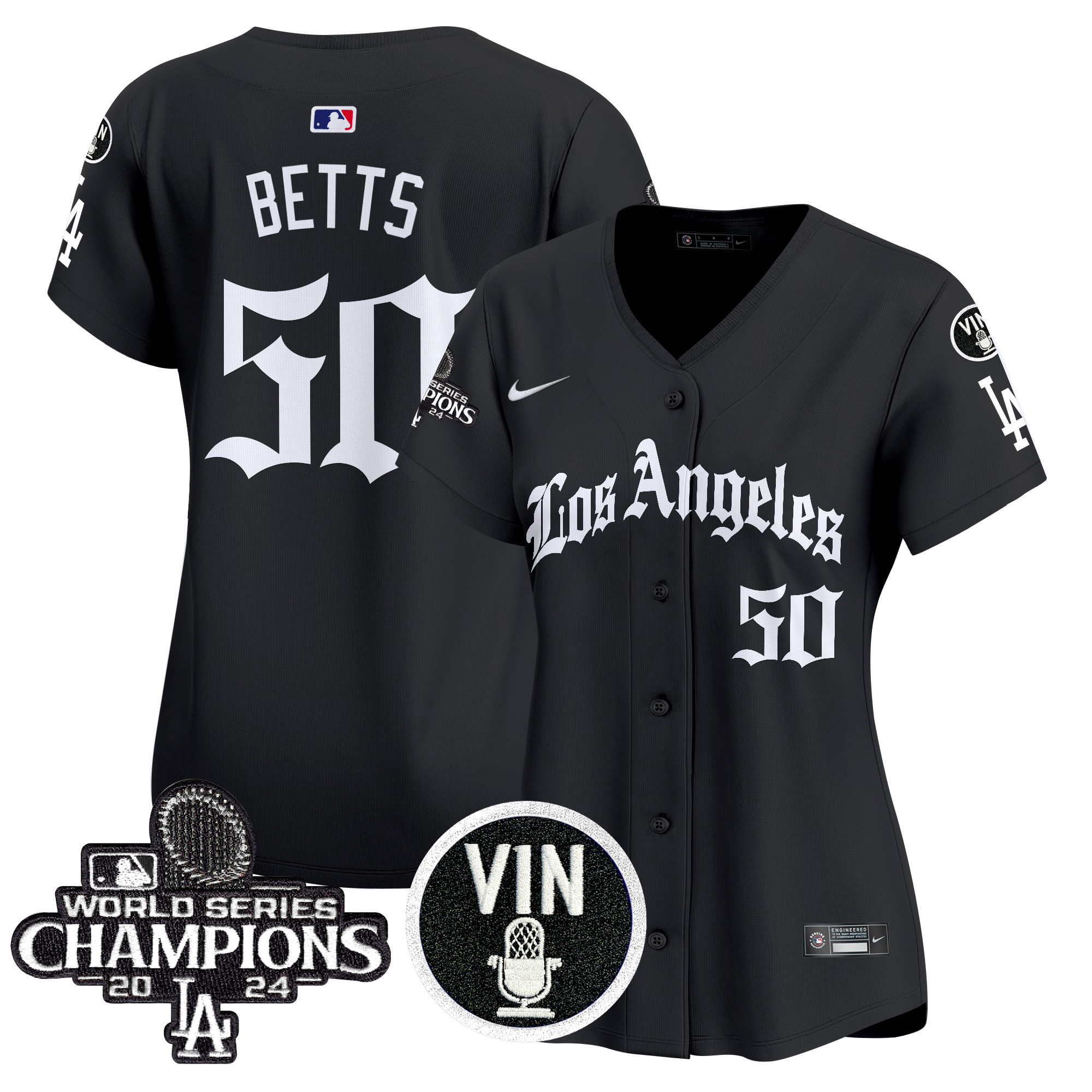 Mookie Betts Women's Los Angeles Dodgers 2025 LA Gothic Style Vapor Premier Limited Black Jersey - All Stitched