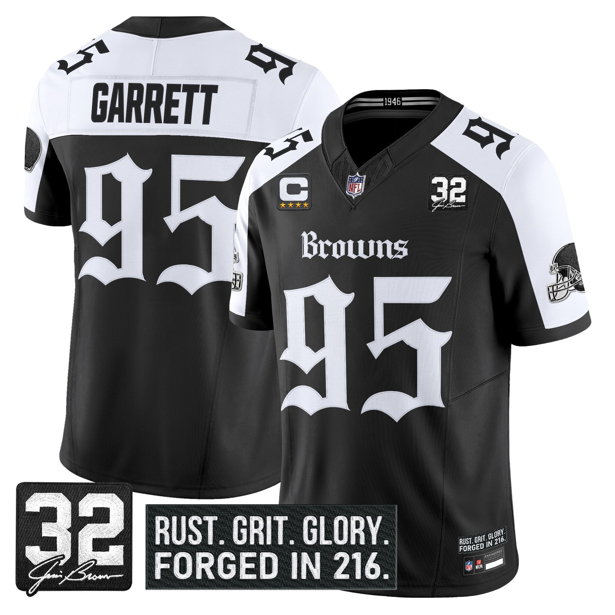 Myles Garrett Men's Cleveland Browns Gothic Dawg Shadows Drop Vapor Limited Alternate Jersey - All Stitched