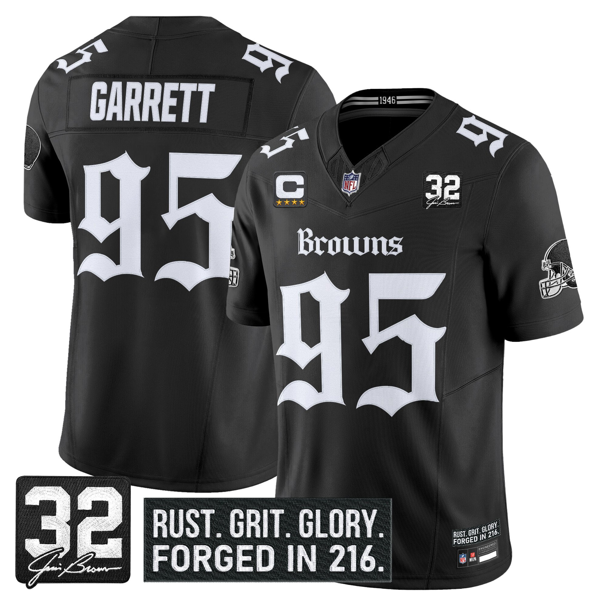 Myles Garrett Men's Cleveland Browns Gothic Dawg Shadows Drop Vapor Limited Black Jersey - All Stitched