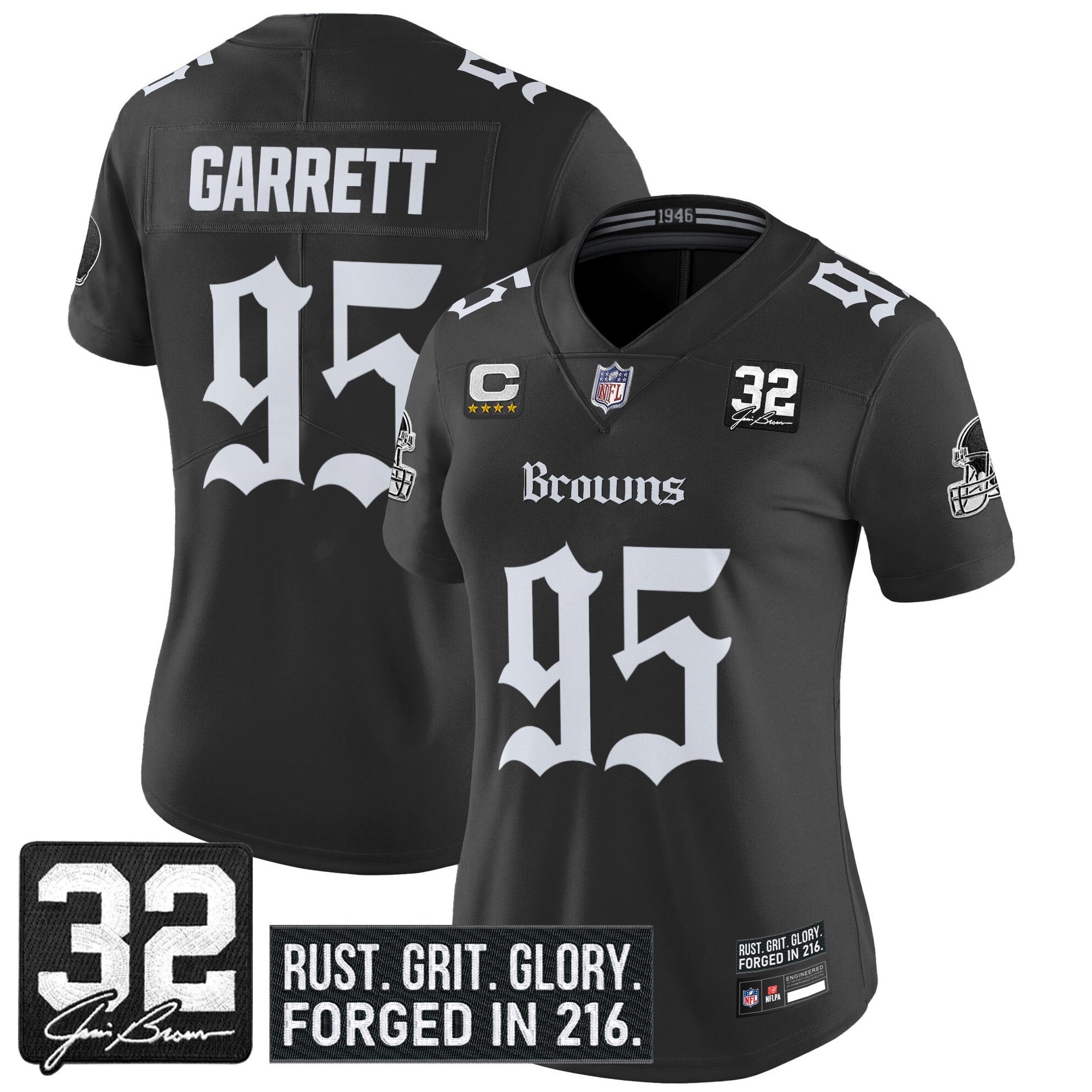 Myles Garrett Women's Cleveland Browns Gothic Dawg Shadows Drop Vapor Limited Black Jersey - All Stitched