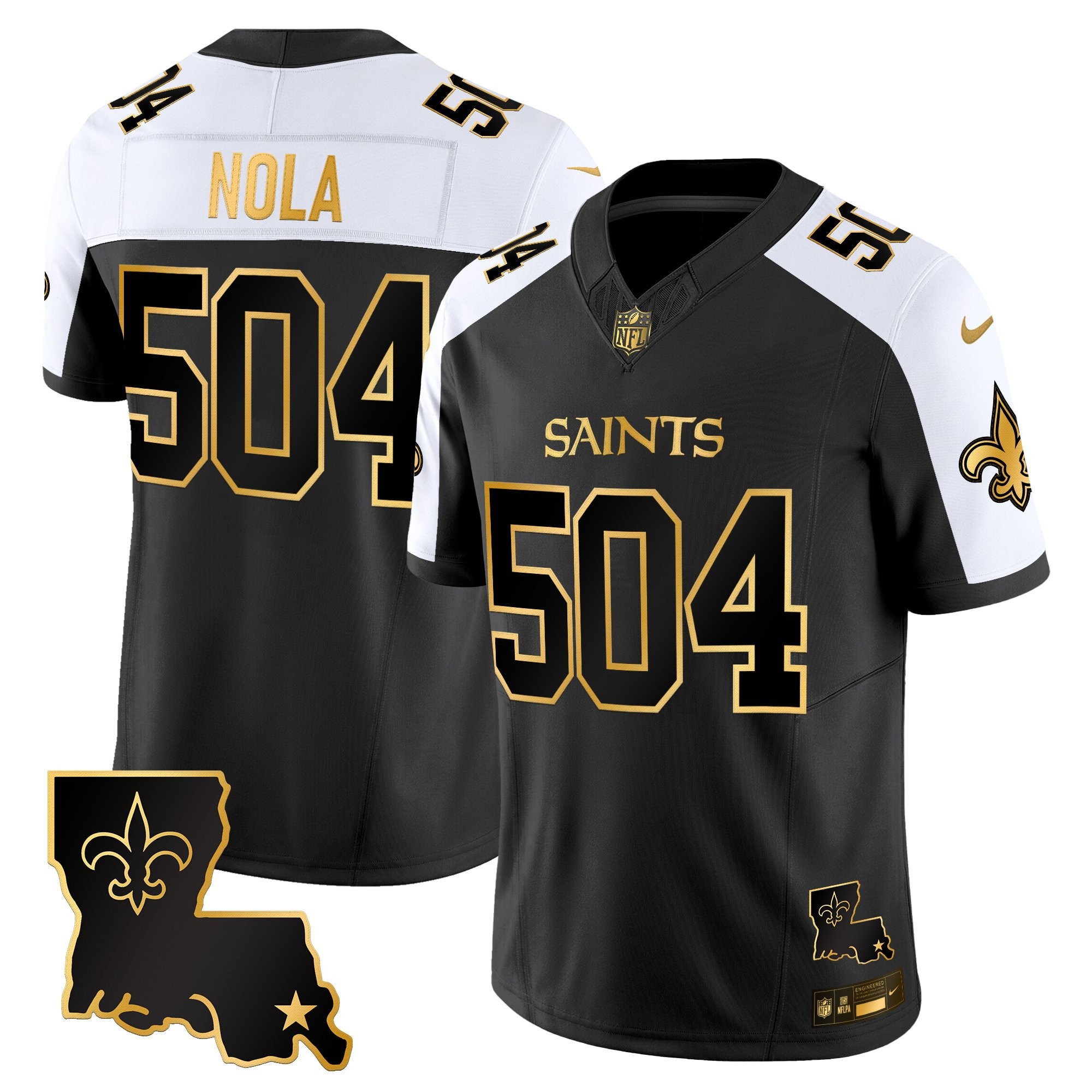 NOLA 504 Men's New Orleans Saints 2025 Gold Vapor Limited Alternate Jersey - All Stitched