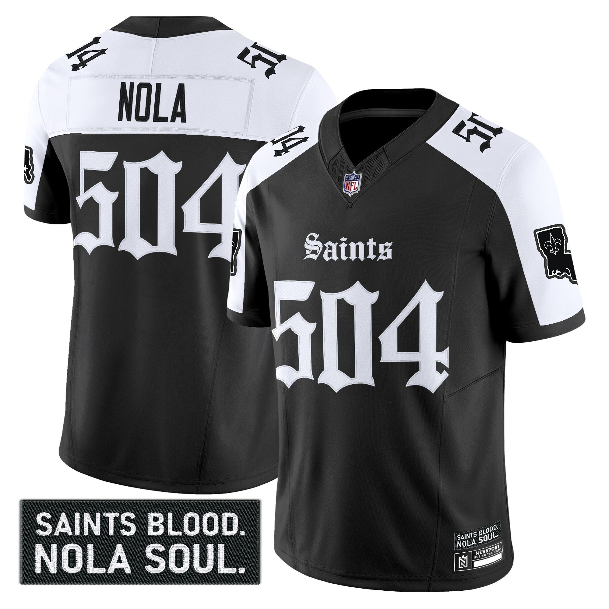 NOLA 504 Men's New Orleans Saints Gothic Vieux CarrÃƒÆ’Ã‚Â© Edition Vapor Alternate Jersey - All Stitched