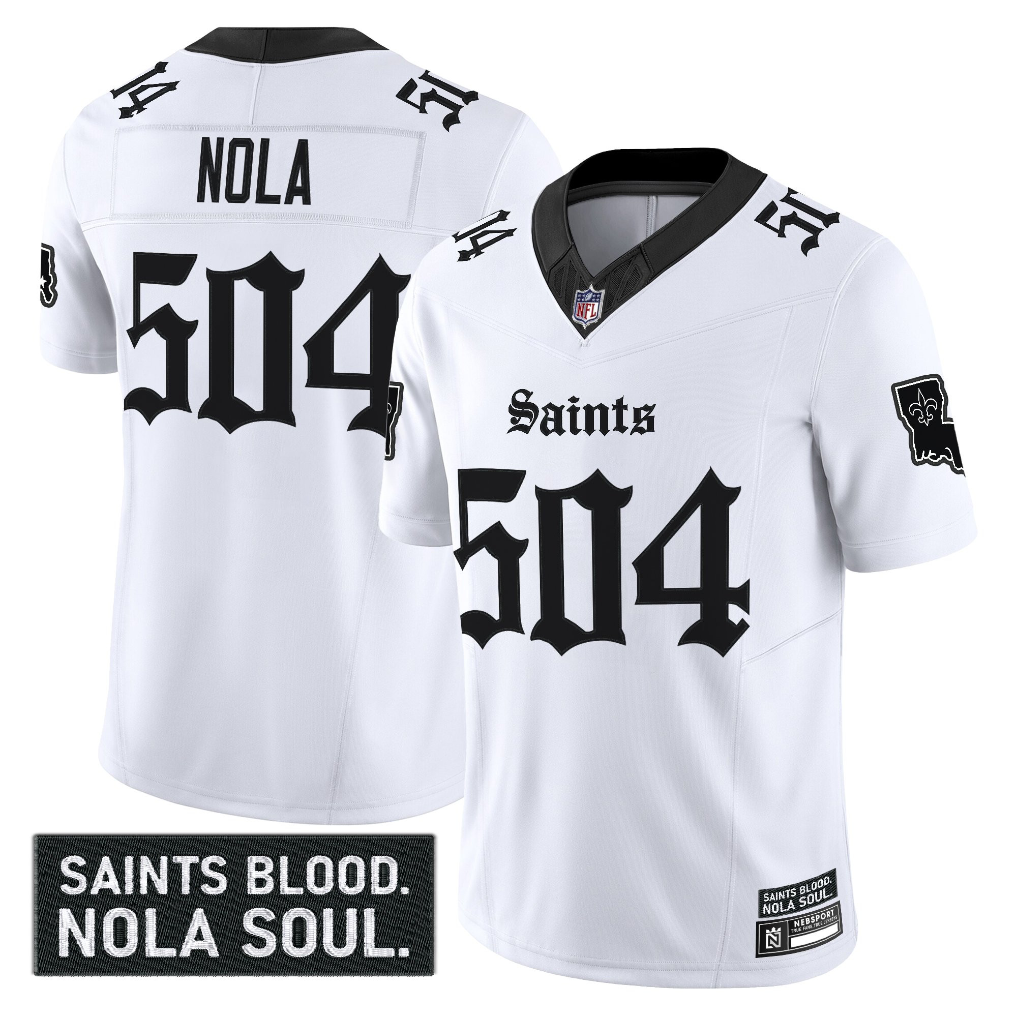 NOLA 504 Men's New Orleans Saints Gothic Vieux CarrÃƒÆ’Ã‚Â© Edition Vapor White Jersey - All Stitched