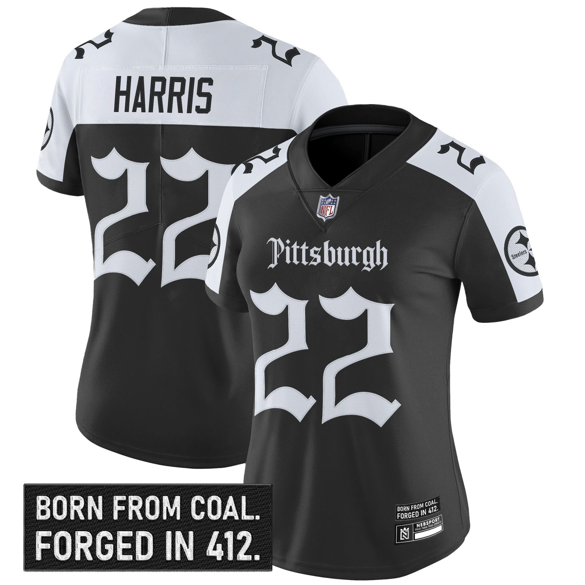 Najee Harris Women's Pittsburgh Steelers Gothic Steel City Edition Vapor Limited Alternate Jersey - All Stitched