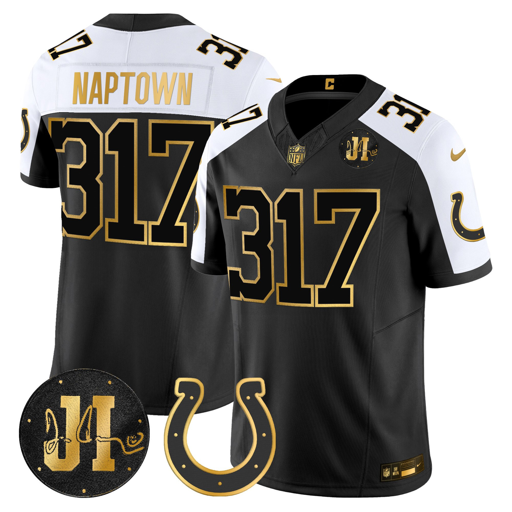 Naptown 317 Men's Indianapolis Colts 2025 Jim Irsay Patch Gold Vapor Limited Alternate Jersey - All Stitched