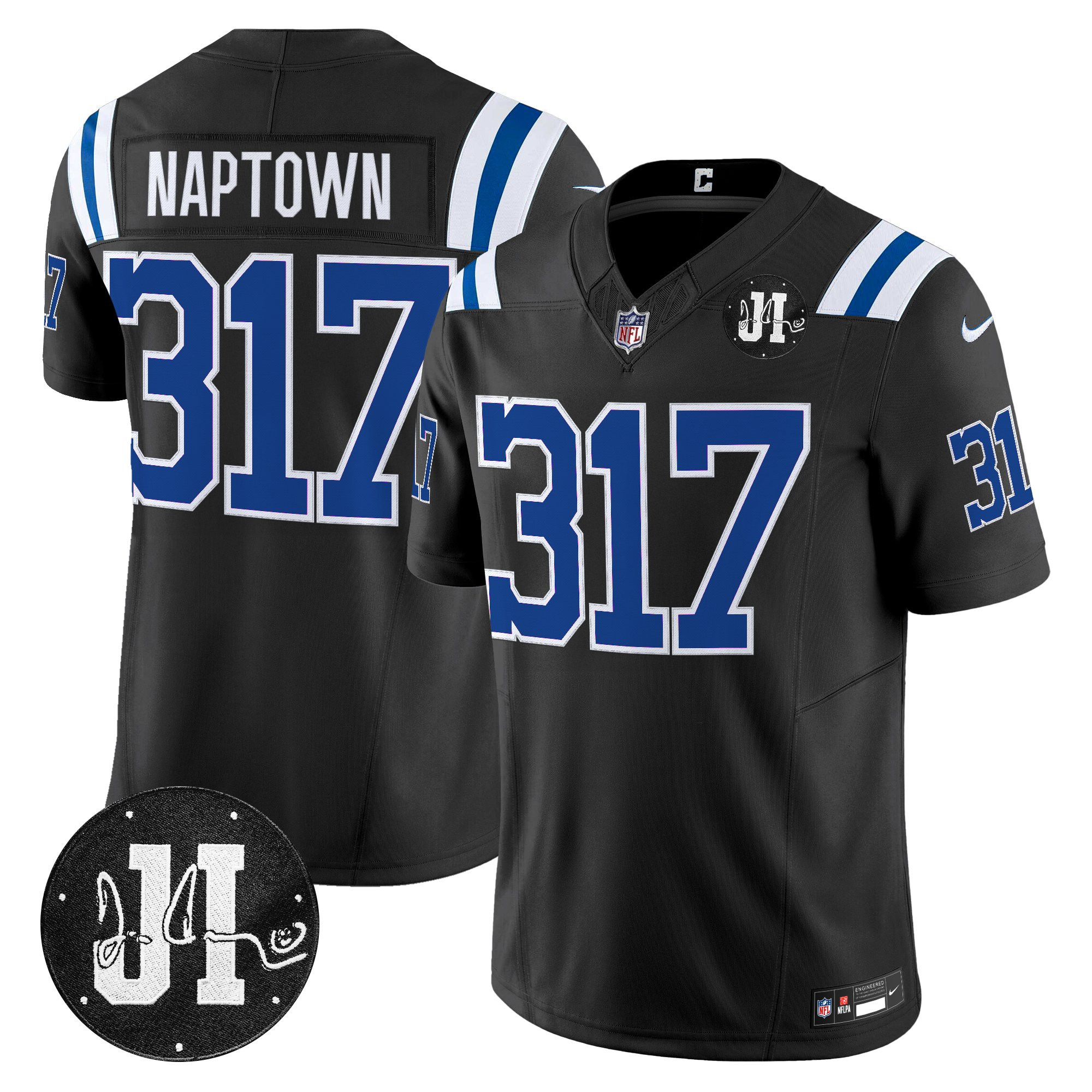 Naptown 317 Men's Indianapolis Colts 2025 Jim Irsay Patch Vapor Limited Black Jersey - All Stitched