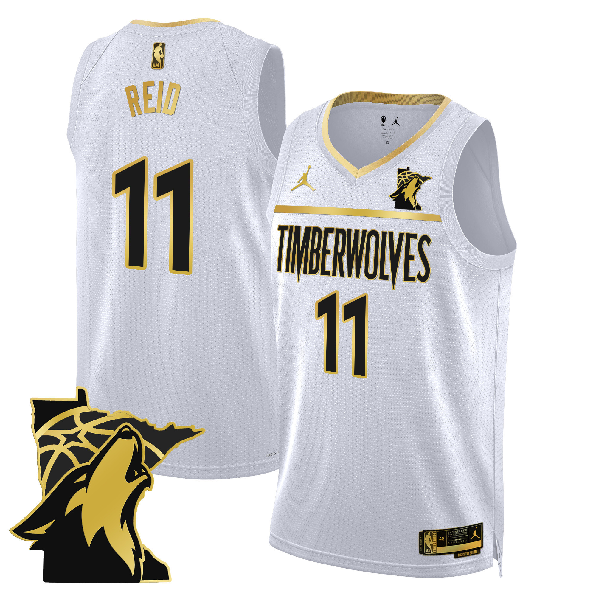 Naz Reid Men's Minnesota Timberwolves Swingman White Gold Jersey - Minnesota Patch - All Stitched