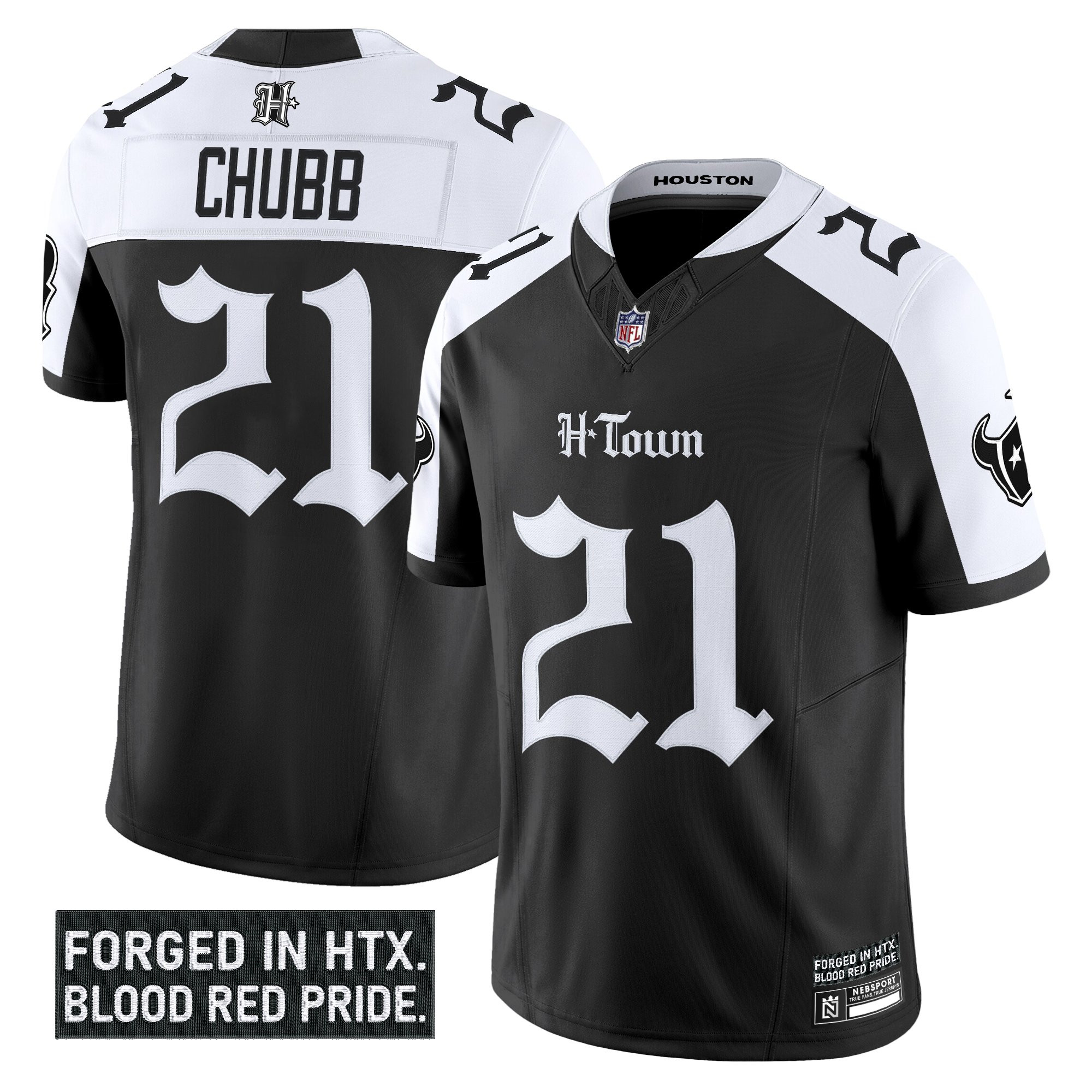 Nick Chubb Men's Houston Texans Gothic Lone Star Shadows Edition Vapor Limited Alternate Jersey - All Stitched