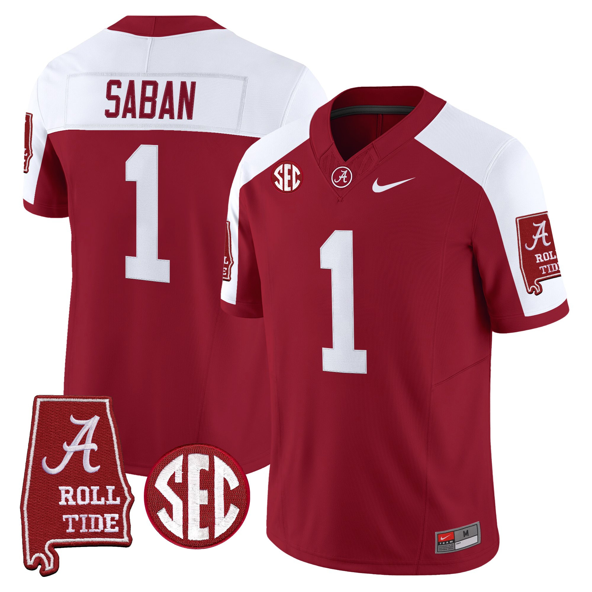 Nick Saban Men's Alabama Crimson Tide 2025 Vapor Limited Crimson Alternate Jersey - Alabama Map - All Stitched