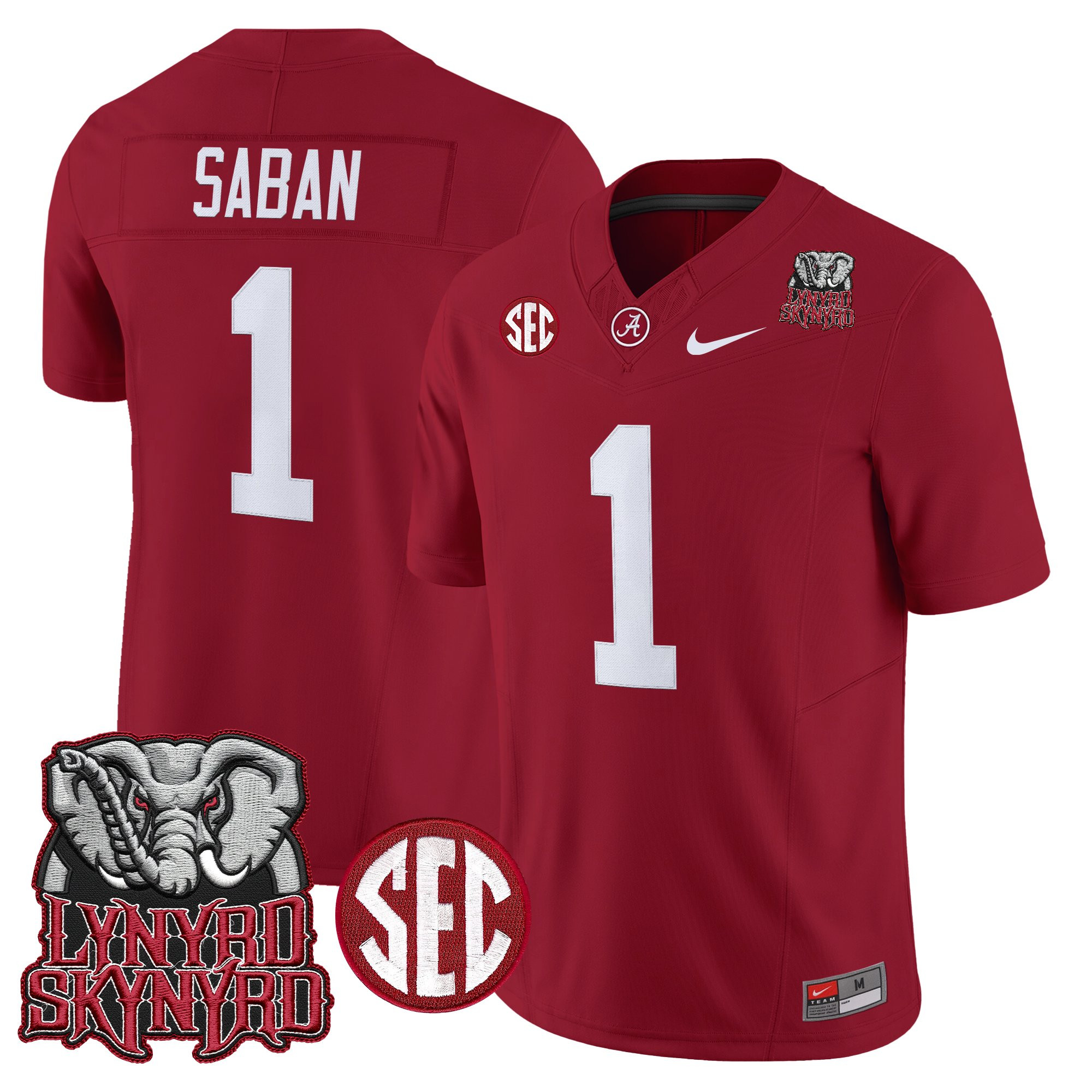 Nick Saban Men's Alabama Crimson Tide x Lynyrd Skynyrd Vapor Limited Crimson Jersey - Alabama Map - All Stitched
