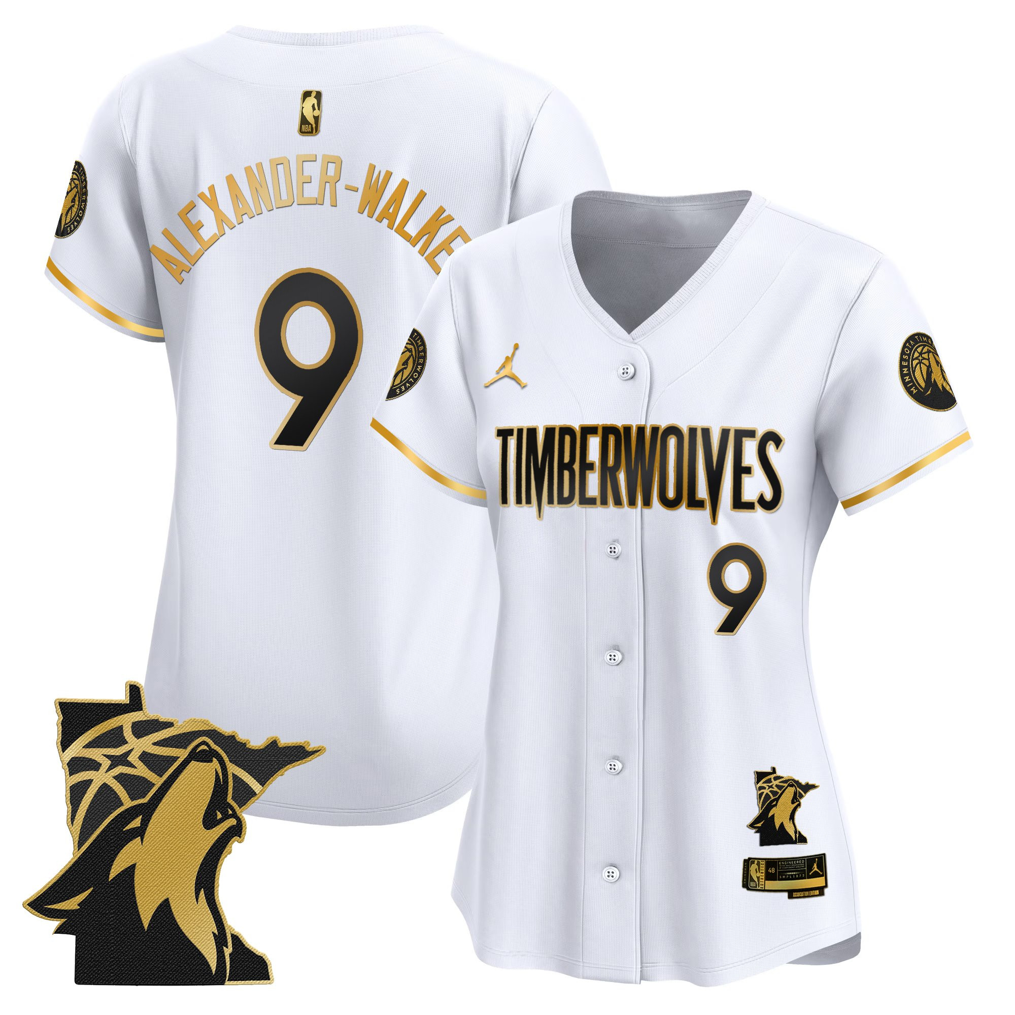 Nickeil Alexander-Walker Women's Minnesota Timberwolves 2025 Vapor Baseball White Gold Jersey - All Stitched