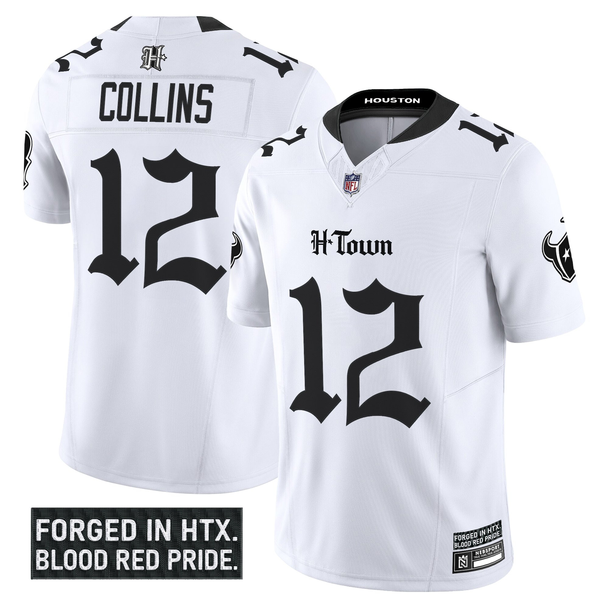Nico Collins Men's Houston Texans Gothic Lone Star Shadows Edition Vapor Limited White Jersey - All Stitched