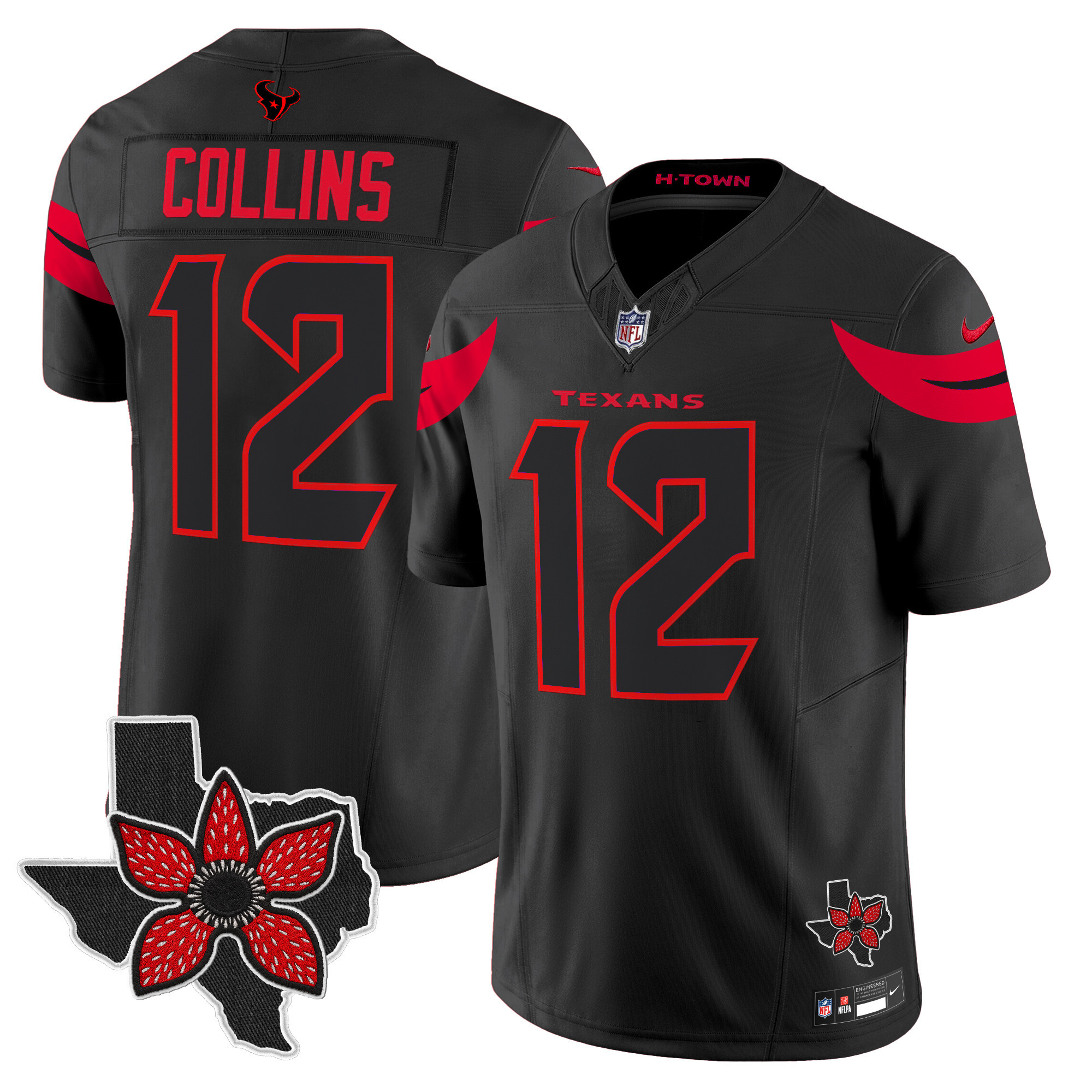 Nico Collins Men's Houston Texans Stranger Things Edition Vapor Limited Black Jersey - All Stitched
