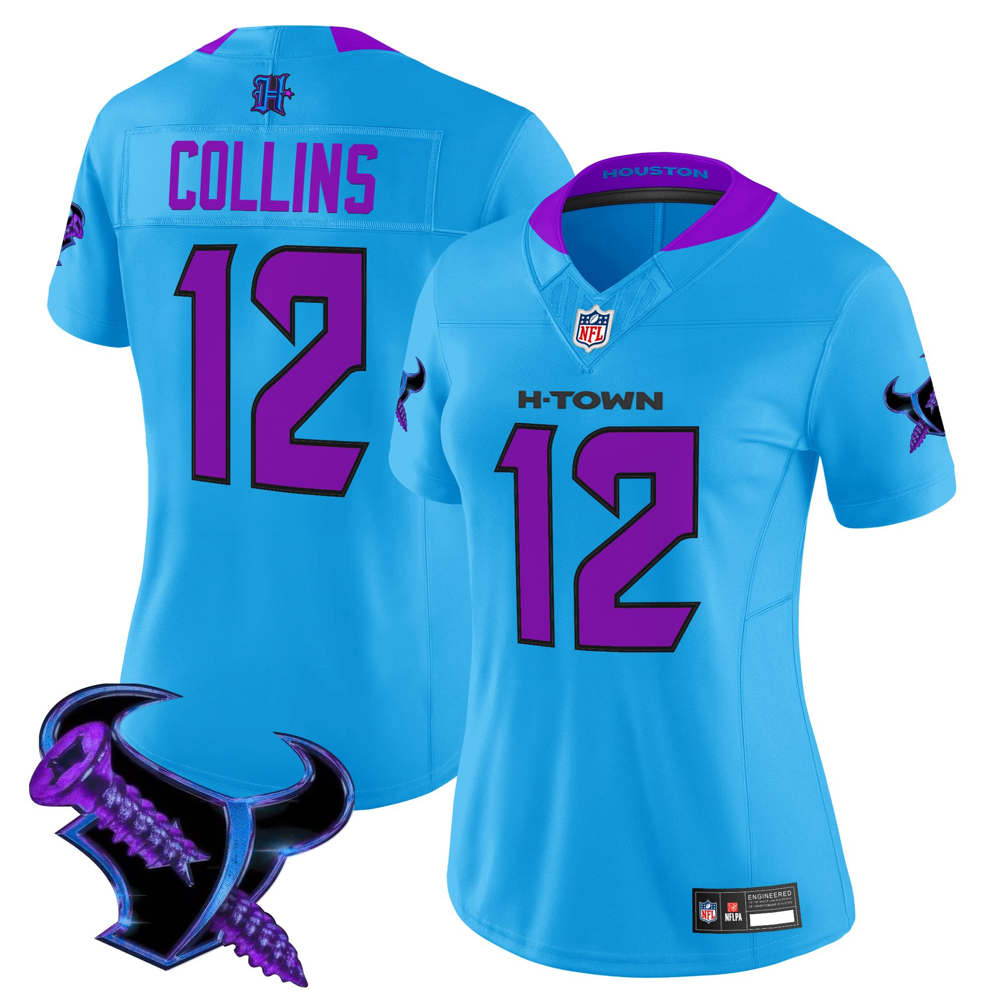 Nico Collins Women's Houston Texans 2025 DJ Screw Vapor Limited Blue Jersey - All Stitched