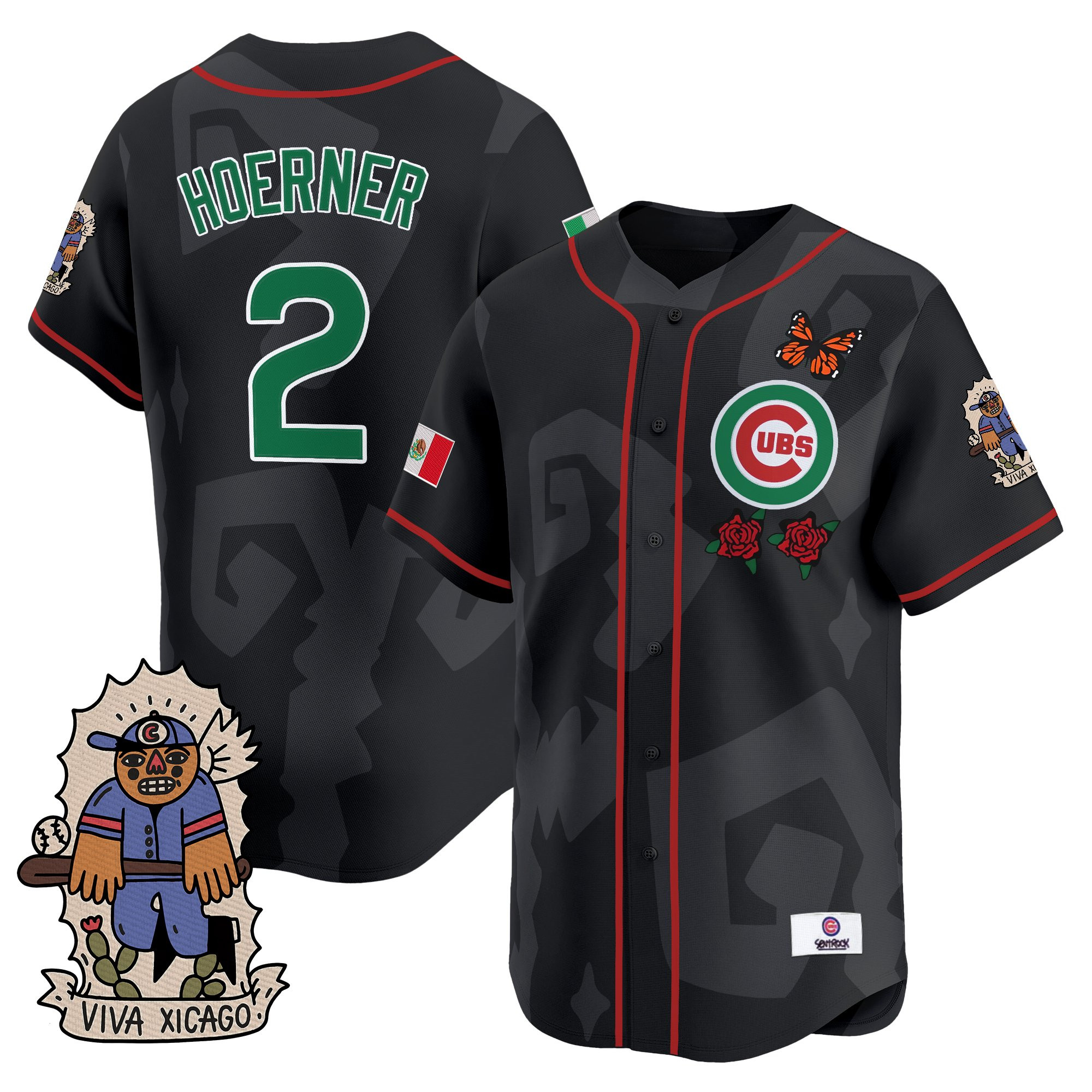 Nico Hoerner Men's 2025 Chicago Cubs Mexican Heritage Vapor Premier Limited Black Jersey - Stitched