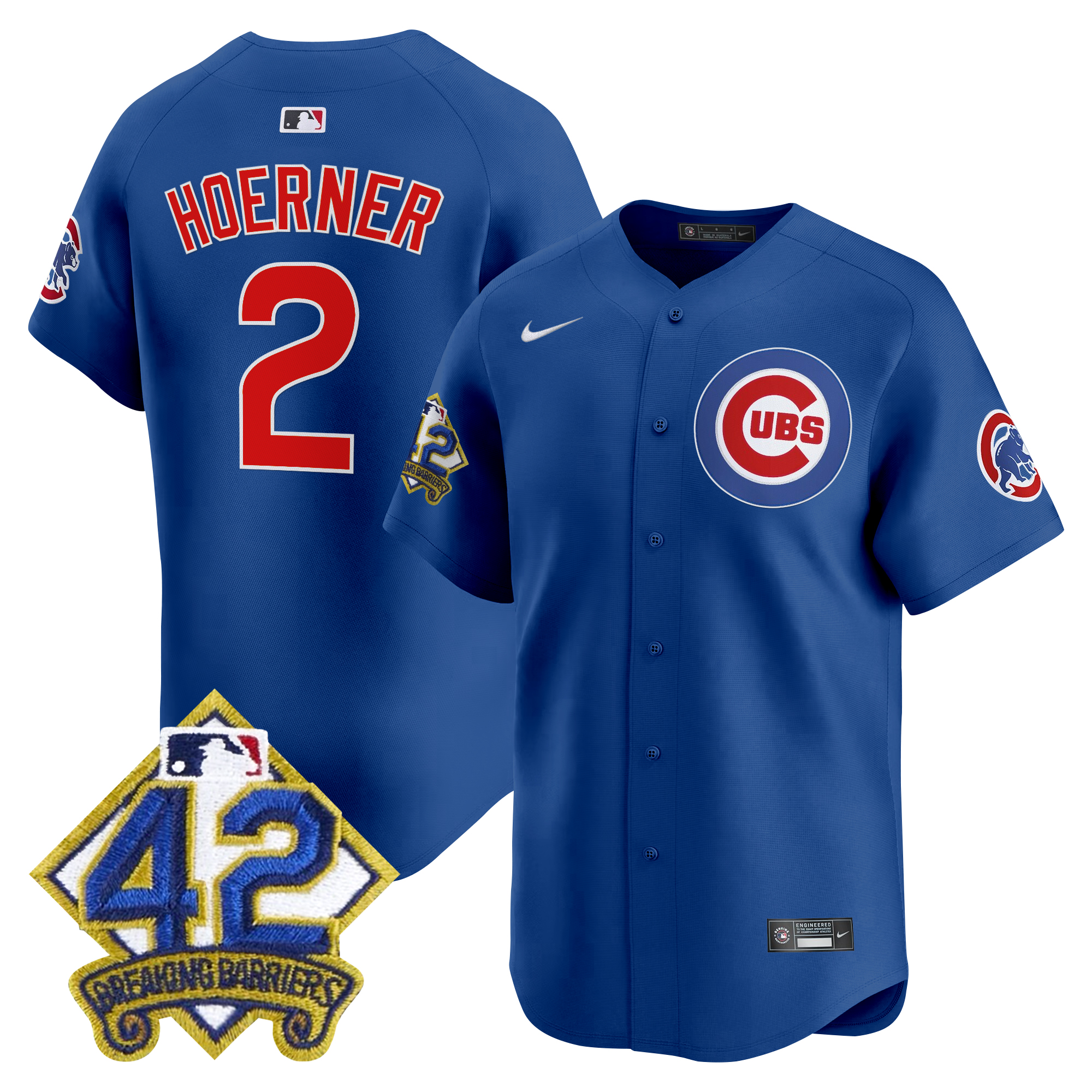 Nico Hoerner Men's Chicago Cubs 2025 Jackie Robinson Patch Vapor Premier Limited Royal Jersey - All Stitched