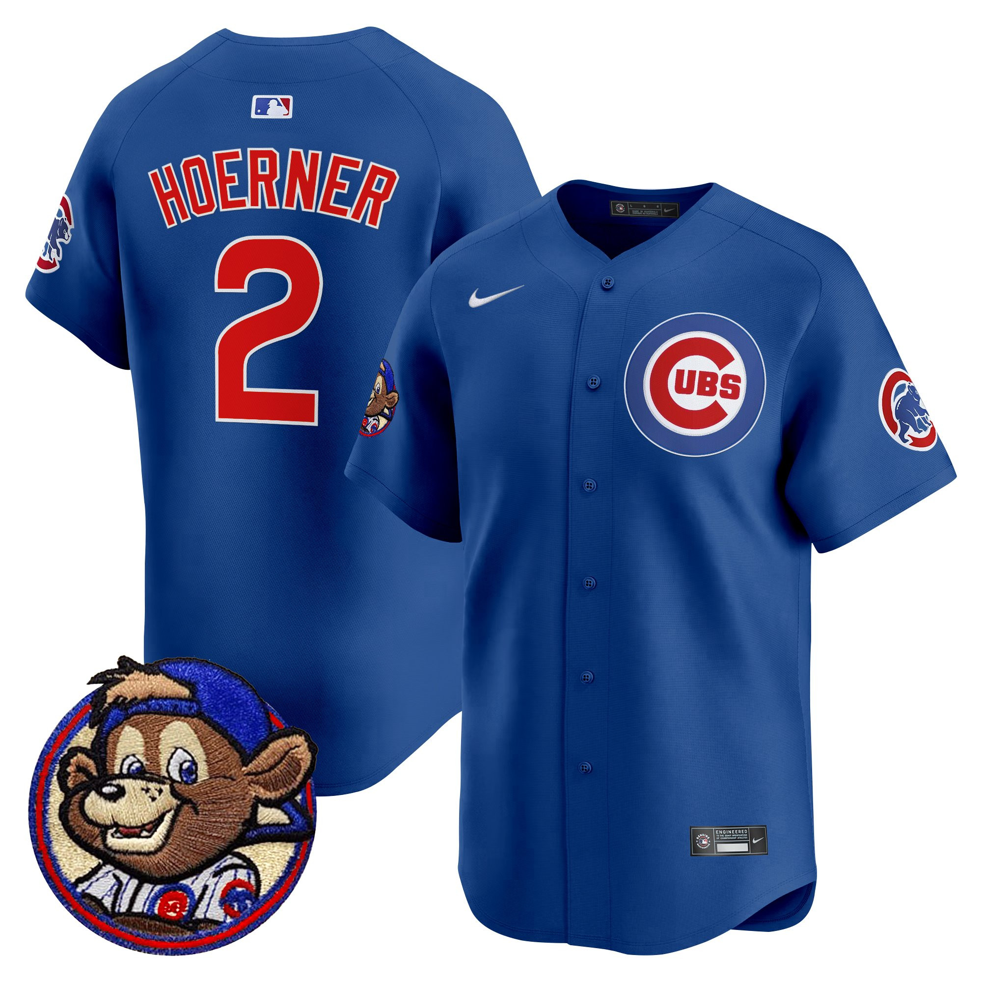 Nico Hoerner Men's Chicago Cubs Clark Patch Vapor Premier Limited Royal Jersey - All Stitched