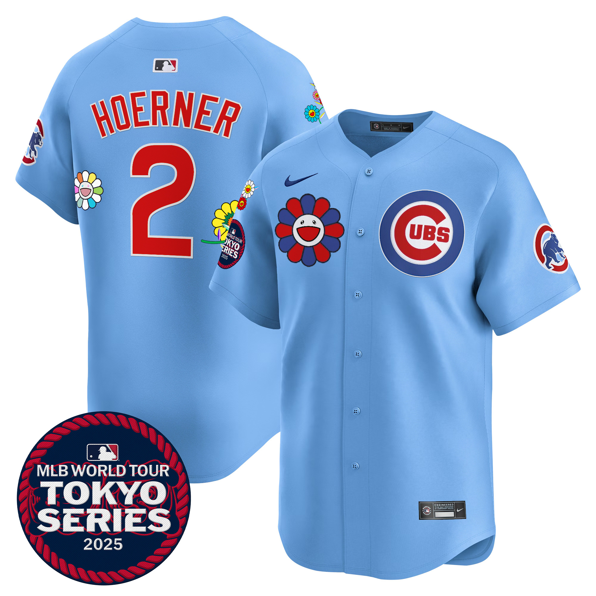 Nico Hoerner Men's Chicago Cubs Tokyo Series 2025 Vapor Premier Limited Blue Jersey - Stitched
