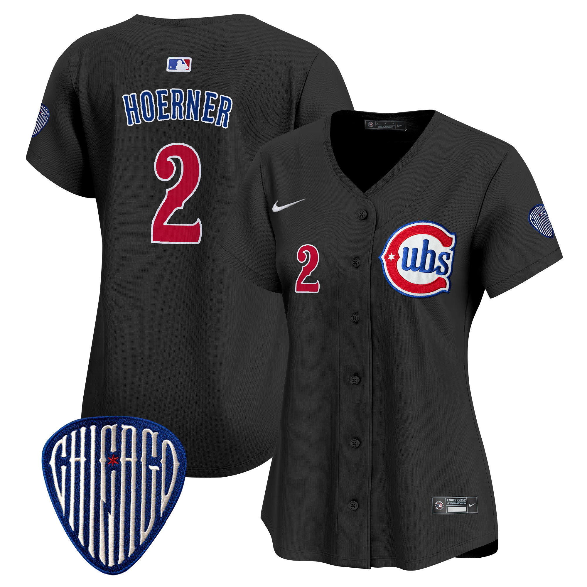 Nico Hoerner Women's Chicago Cubs Blue Alternate Vapor Premier Limited Black Jersey - All Stitched