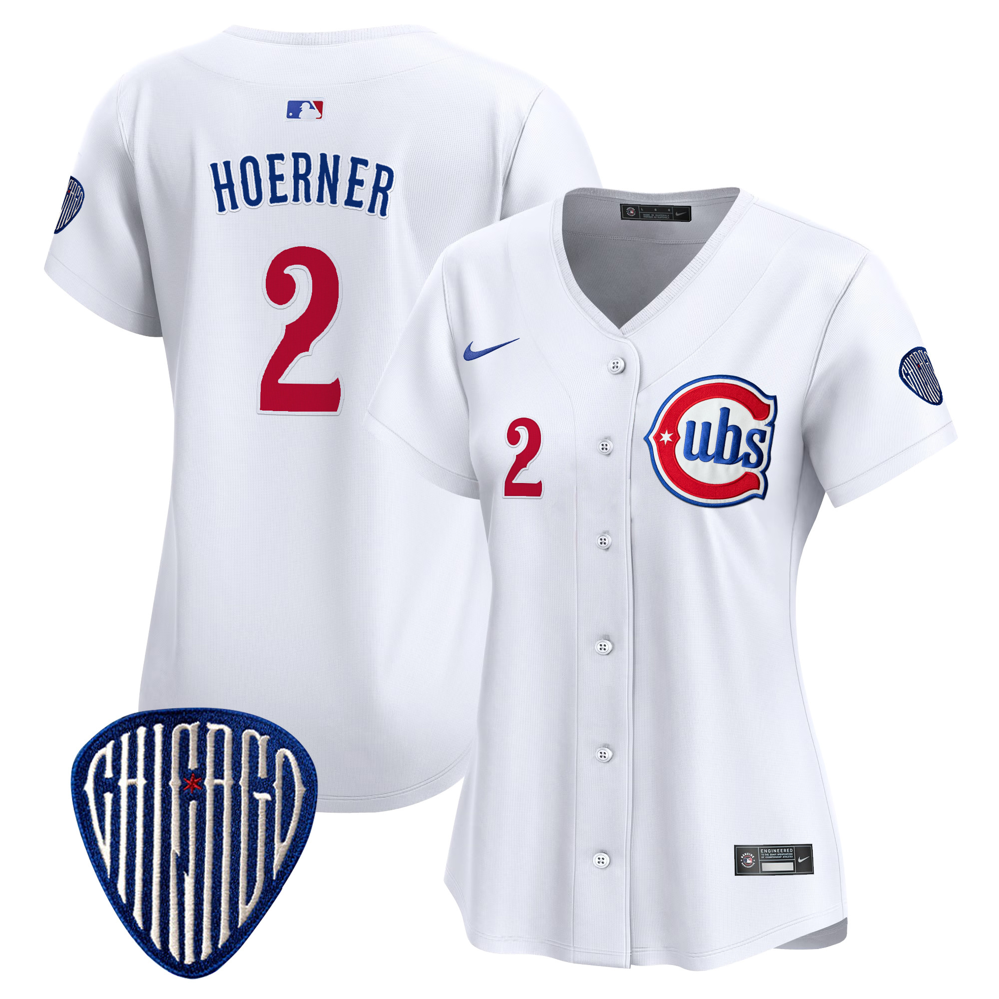 Nico Hoerner Women's Chicago Cubs Blue Alternate Vapor Premier Limited White Jersey - All Stitched