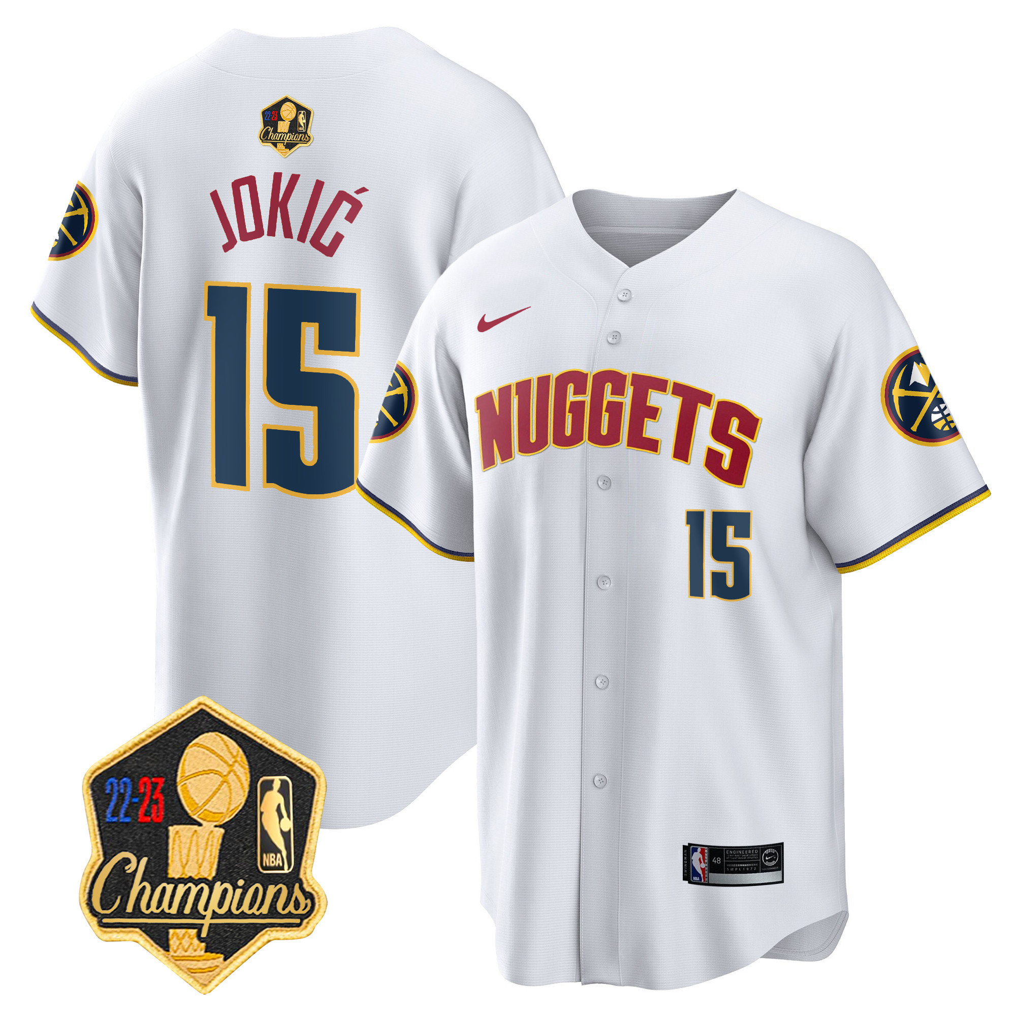 Nikola Jokic Men's Denver Nuggets 2023 Champions Limited Patch Cool Base Association Jersey - All Stitched