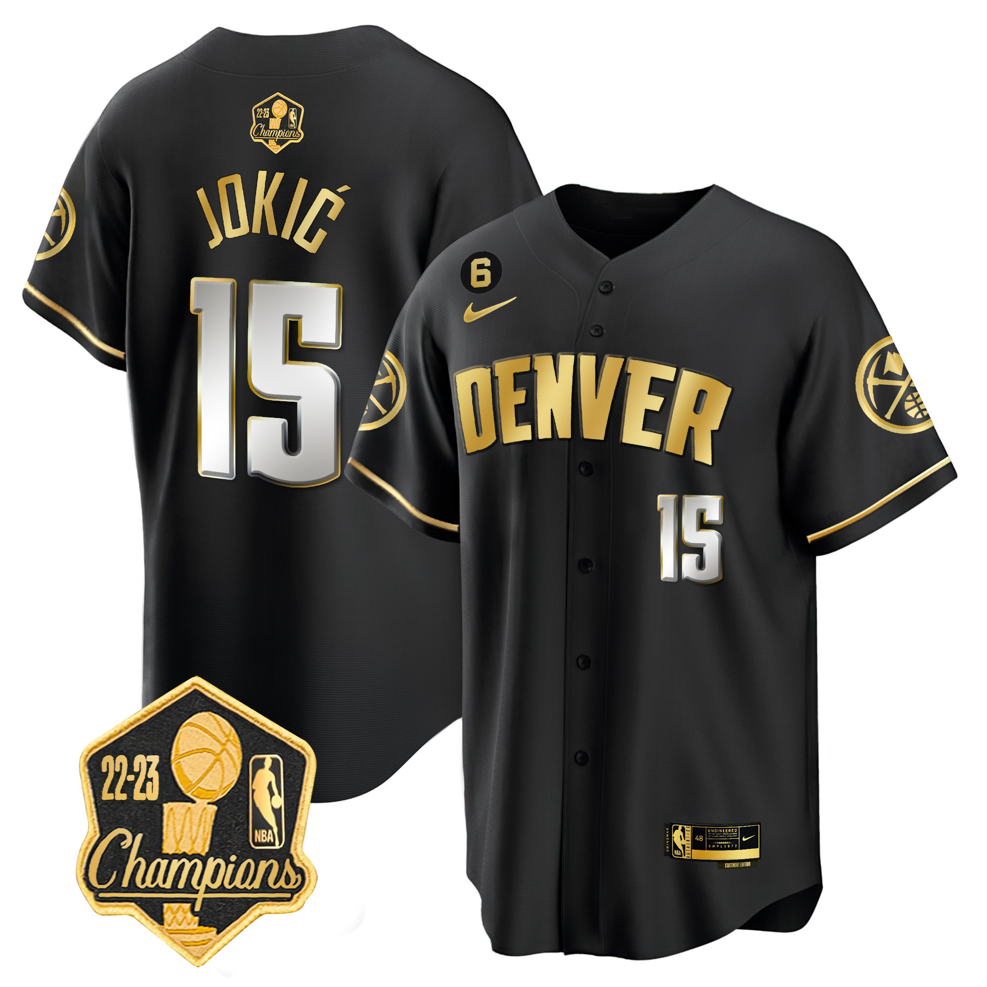 Nikola Jokic Men's Denver Nuggets 2023 Champions Limited Patch Cool Base Black Limited Jersey - All Stitched