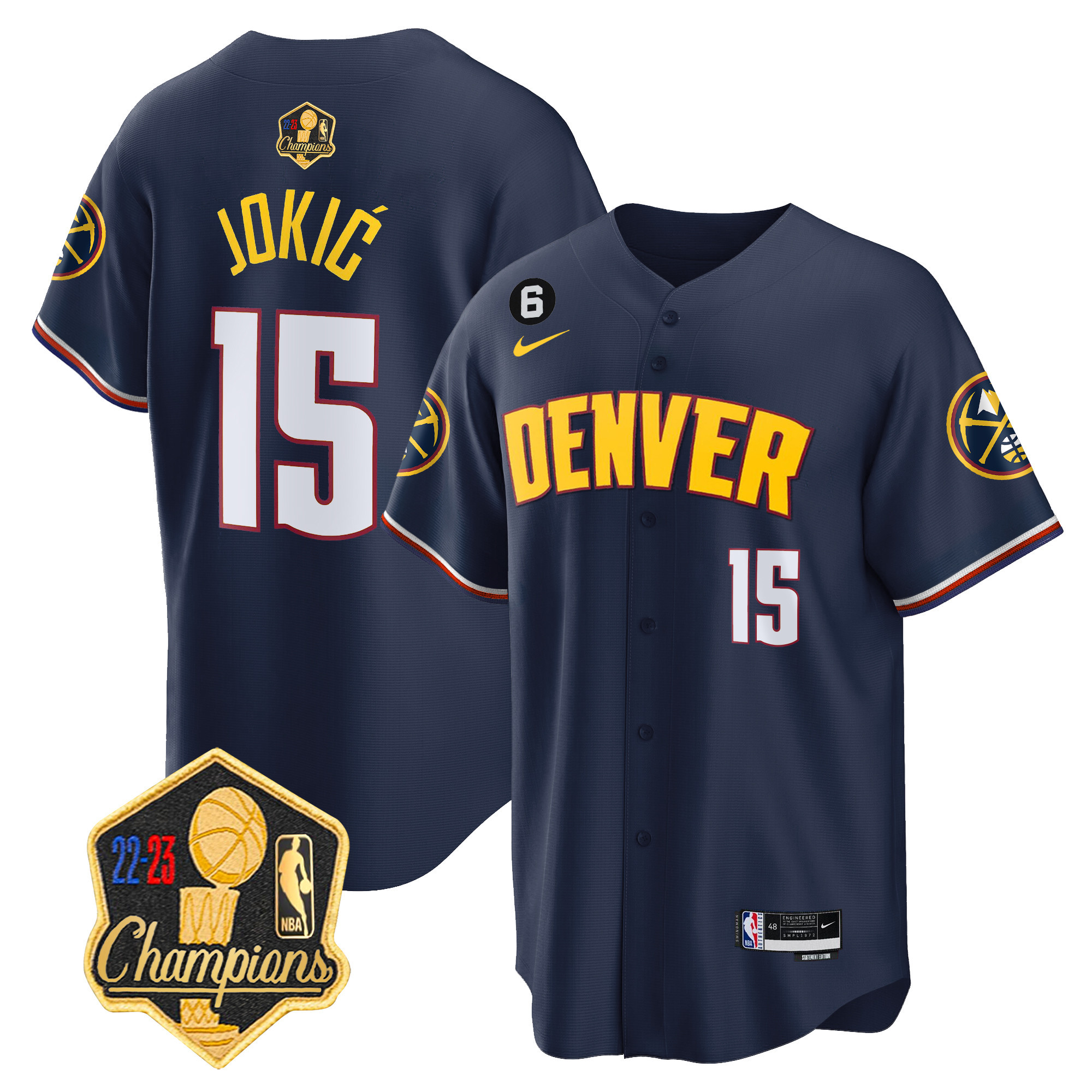 Nikola Jokic Men's Denver Nuggets 2023 Champions Limited Patch Cool Base Icon Jersey - All Stitched
