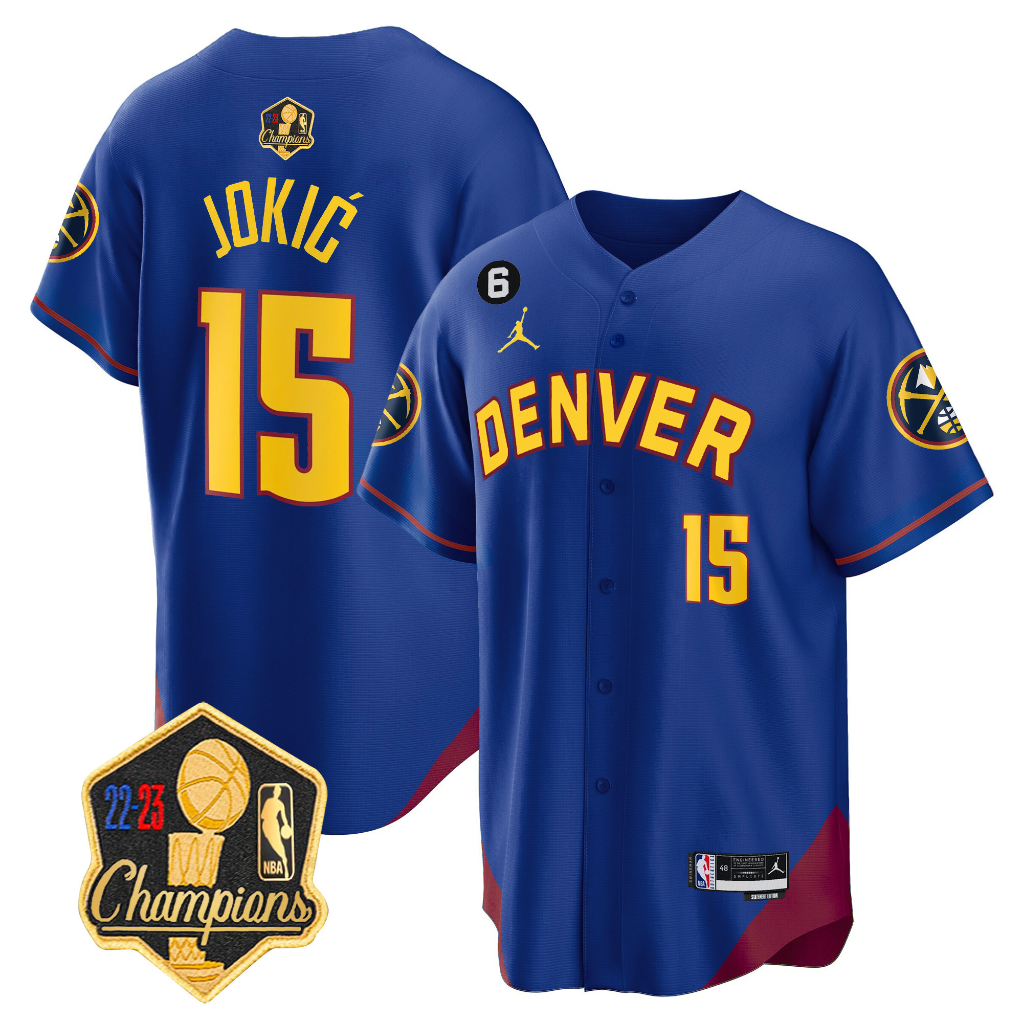 Nikola Jokic Men's Denver Nuggets 2023 Champions Limited Patch Cool Base Statement Jersey - All Stitched