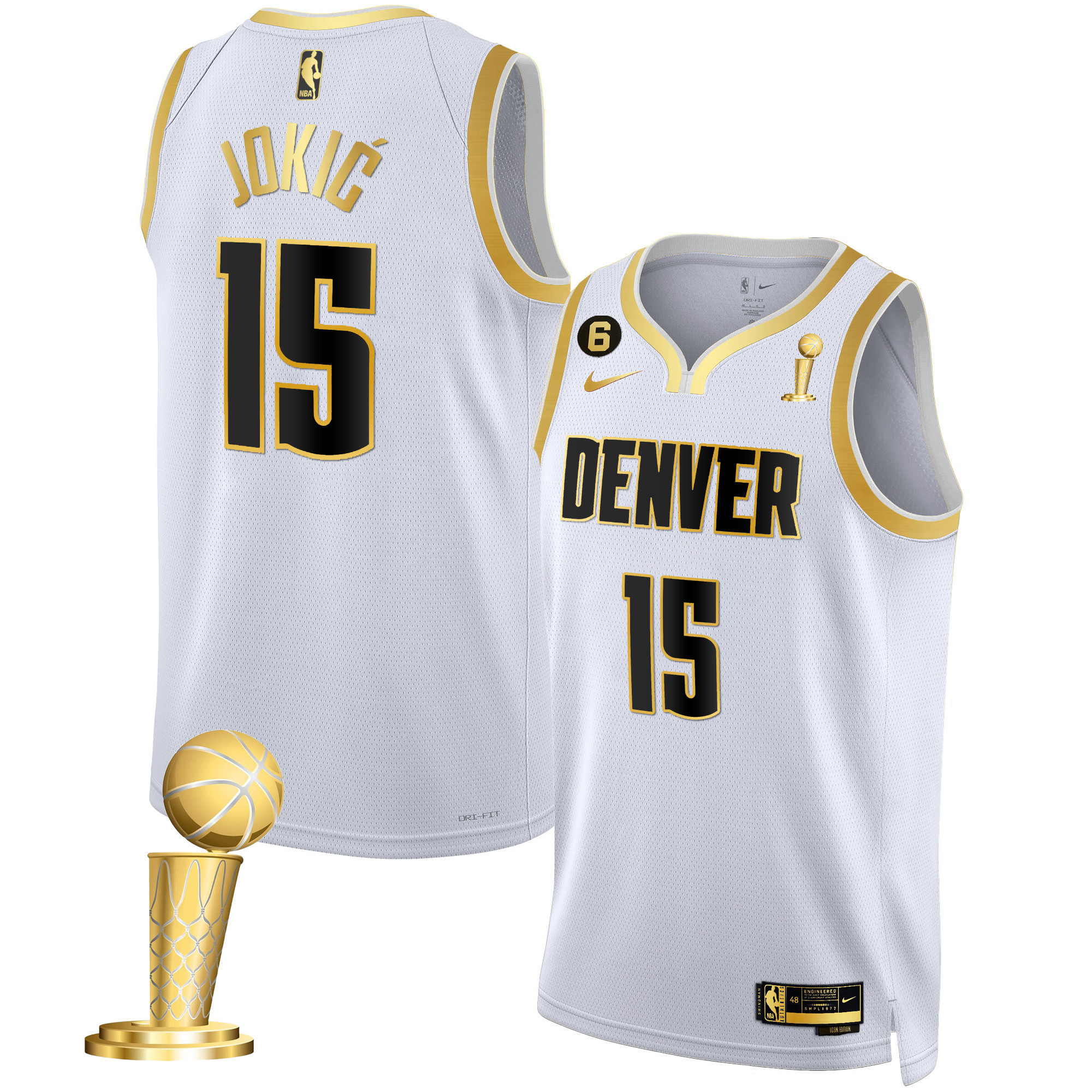 Nikola Jokic Men's Denver Nuggets 2023 Champions White Gold Jersey Collection - All Stitched