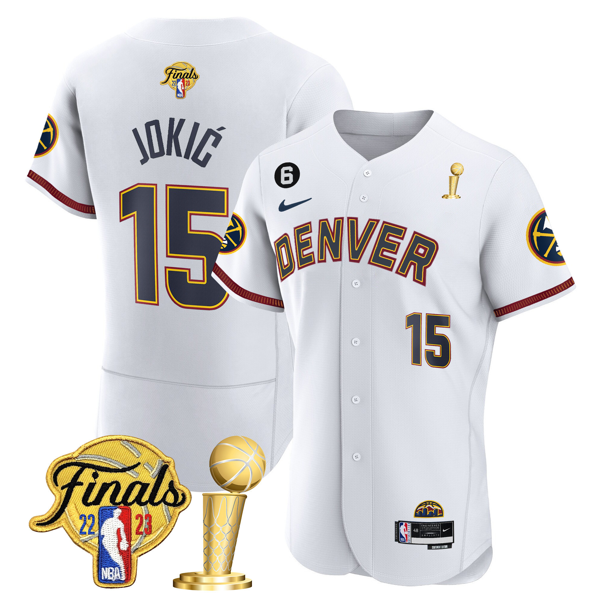 Nikola Jokic Men's Denver Nuggets 2023 Finals & Champions Flex Base City Jersey - All Stitched