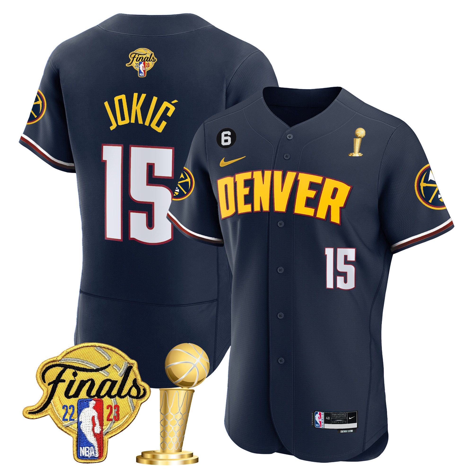 Nikola Jokic Men's Denver Nuggets 2023 Finals & Champions Flex Base Icon Jersey - All Stitched