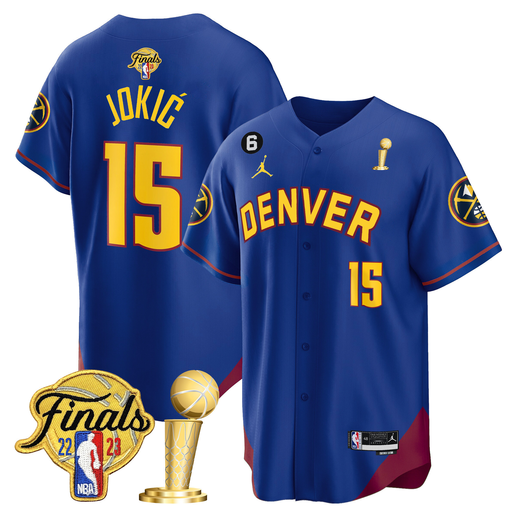 Nikola Jokic Men's Denver Nuggets 2023 Finals & Champions Patch Cool Base Statement Jersey - All Stitched