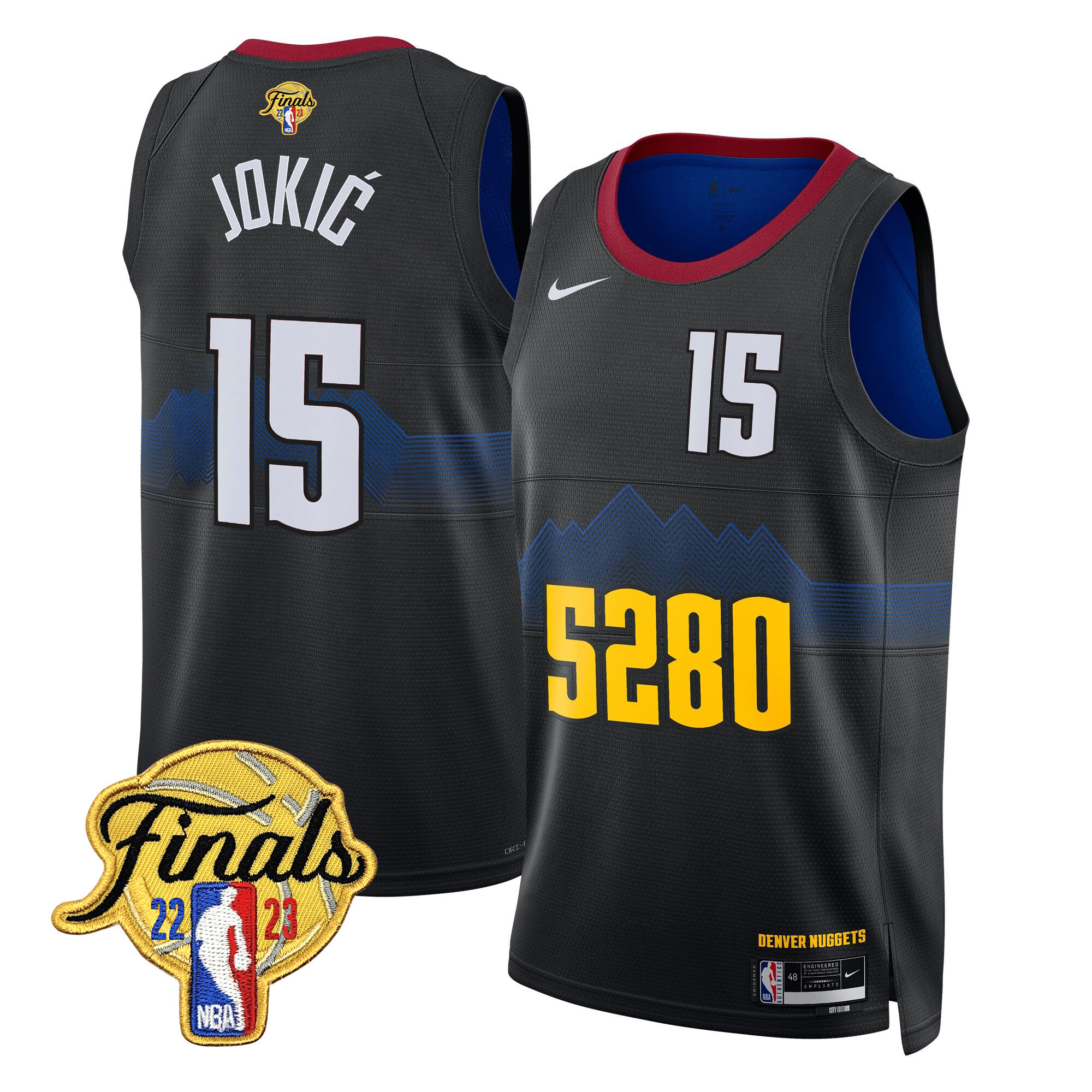 Nikola Jokic Men's Denver Nuggets 2023 Finals Patch Collection 5280 City Jersey V2 - All Stitched