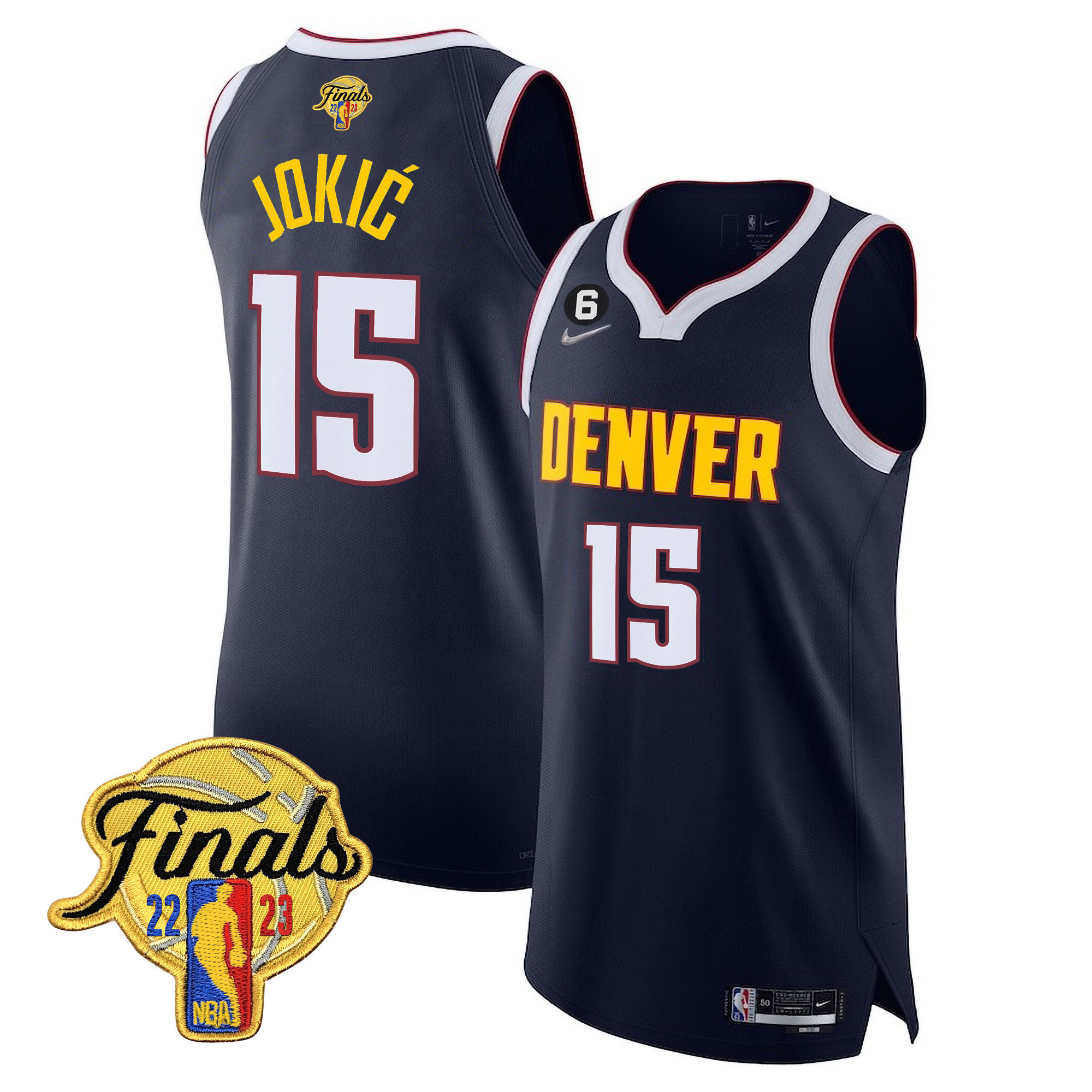 Nikola Jokic Men's Denver Nuggets 2023 Finals Patch Collection Diamond Jersey V2 - All Stitched
