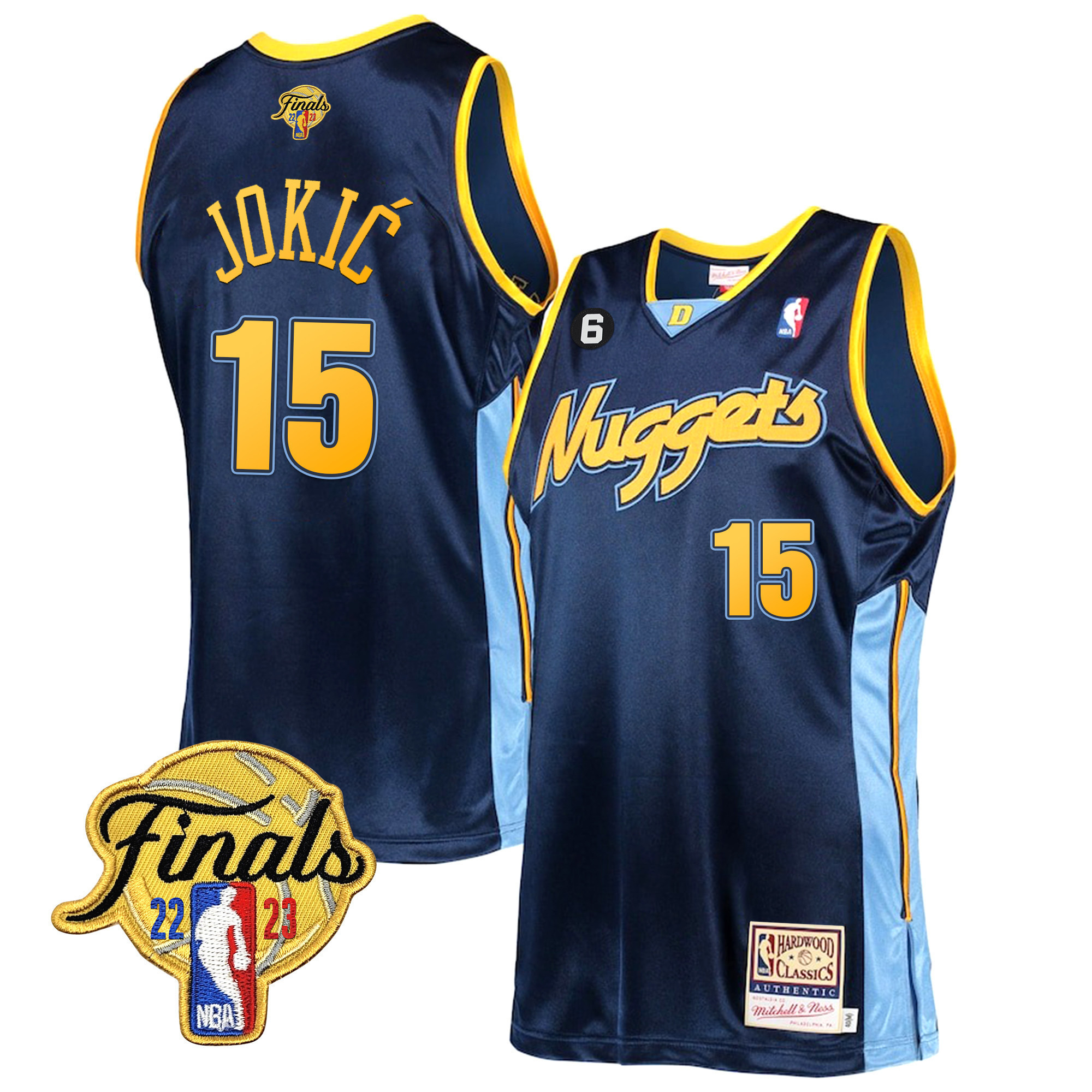 Nikola Jokic Men's Denver Nuggets 2023 Finals Patch Collection Hardwood Classics Jersey V2 - All Stitched