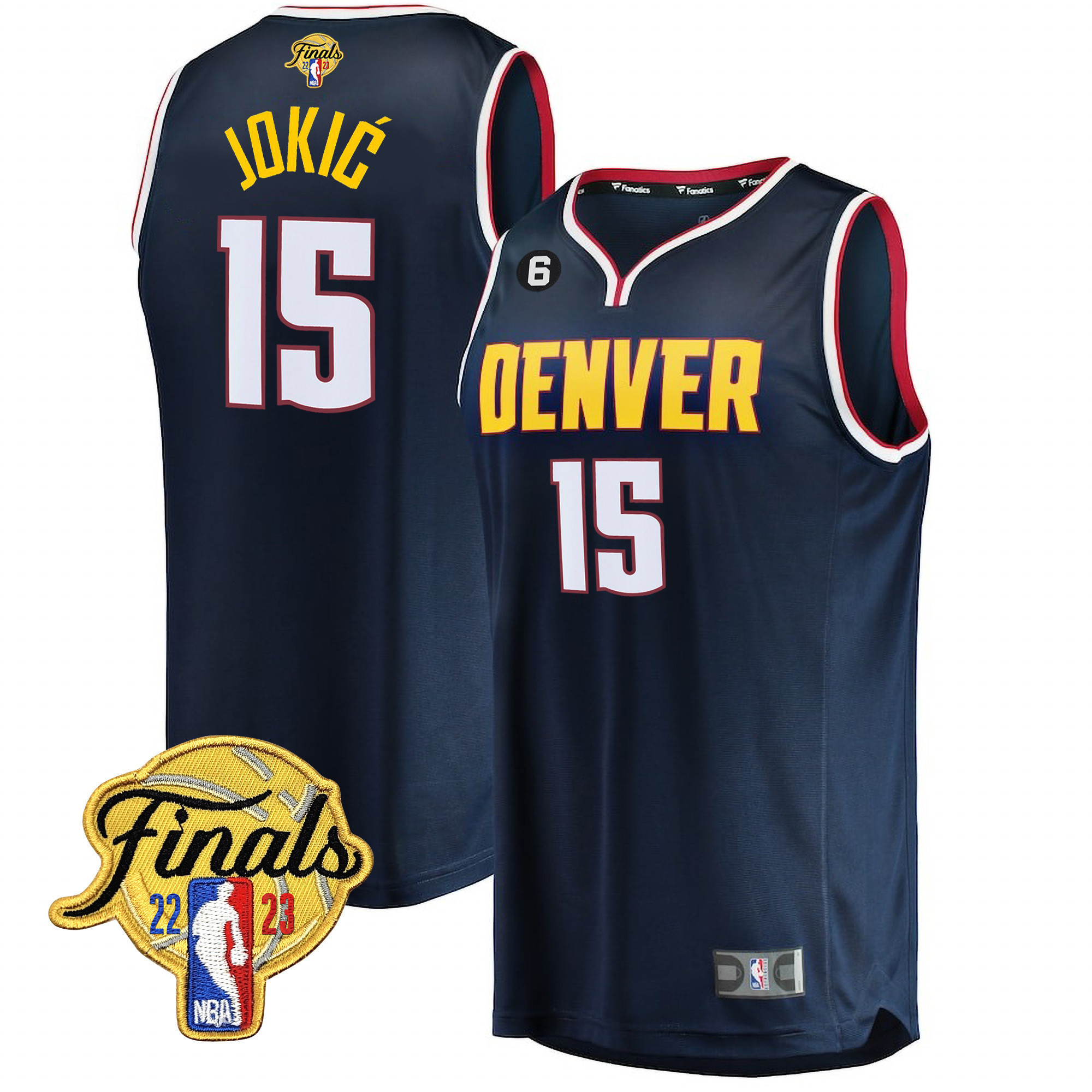 Nikola Jokic Men's Denver Nuggets 2023 Finals Patch Collection Icon Navy Jersey V2 - All Stitched
