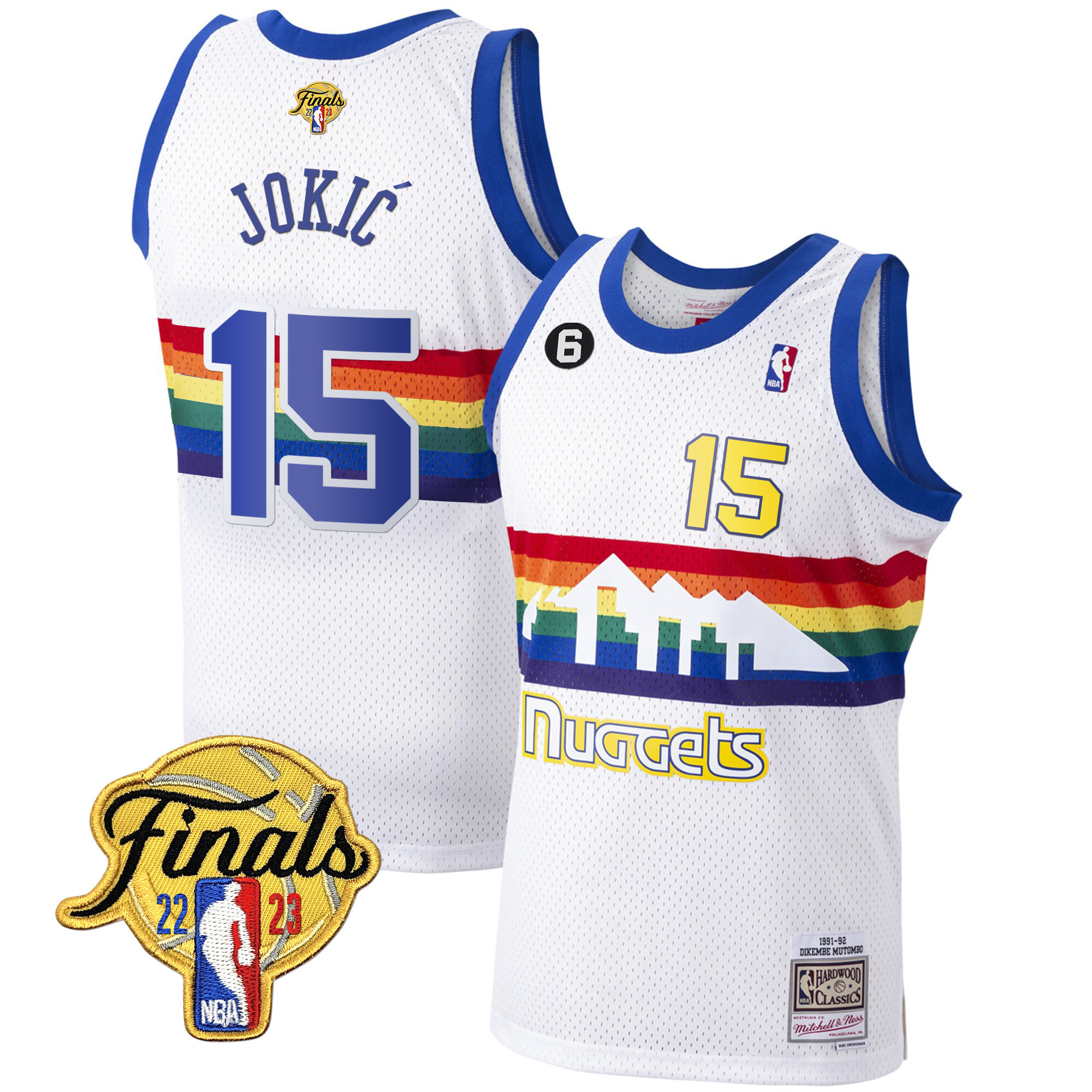Nikola Jokic Men's Denver Nuggets 2023 Finals Patch Collection White Classic Jersey - All Stitched