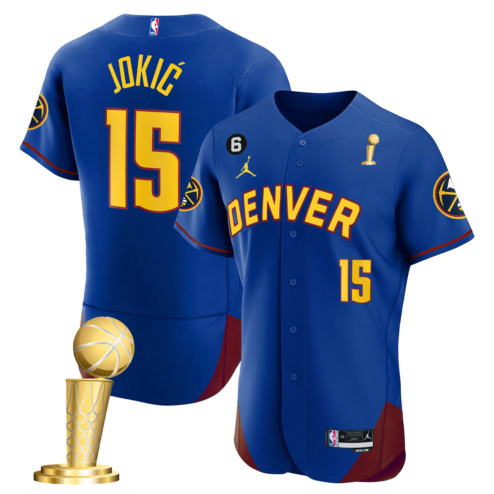 Nikola Jokic Youth's Denver Nuggets 2023 Champions Flex Base Statement Jersey - All Stitched