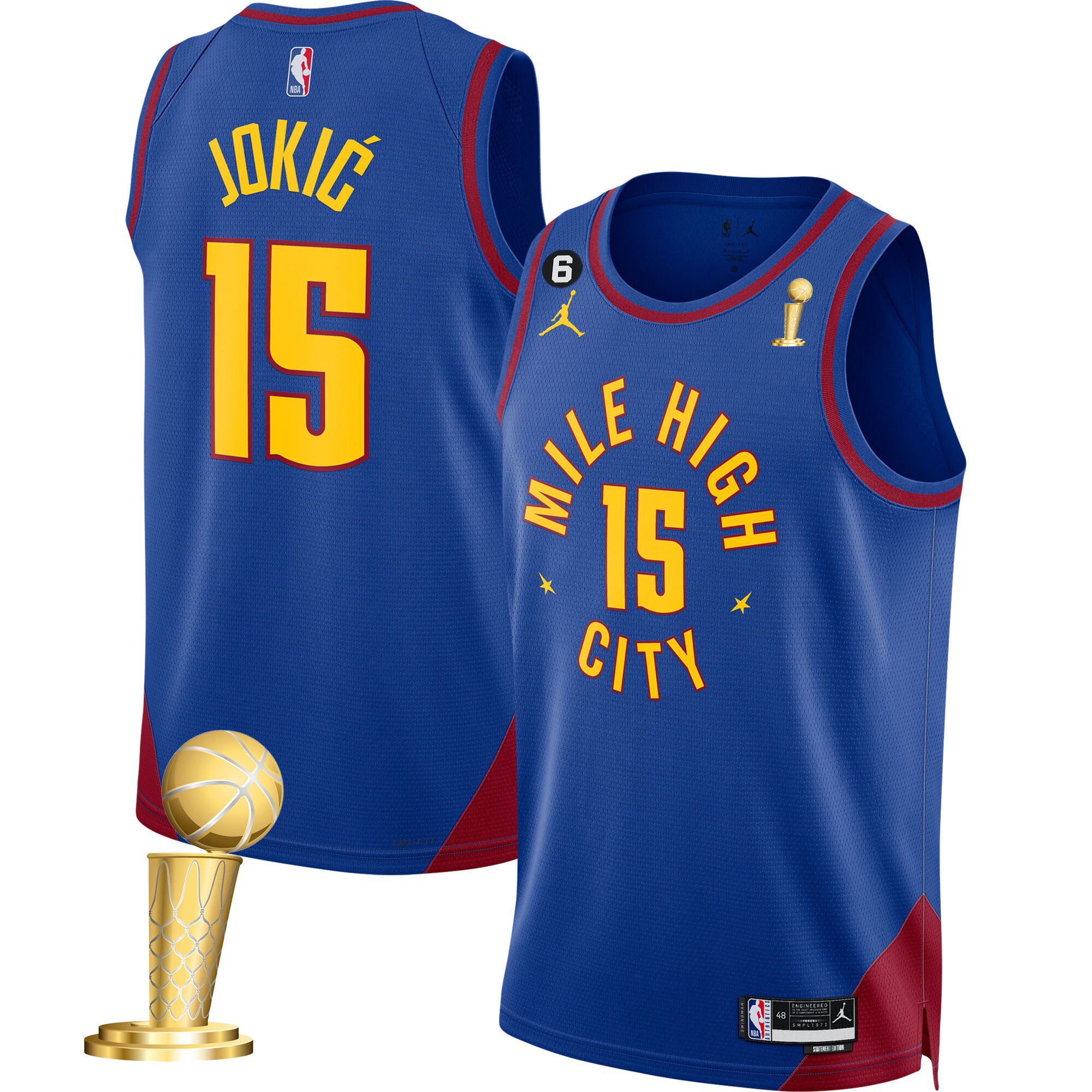 Nikola Jokic Youth's Denver Nuggets 2023 Champions Statement Jersey Collection - All Stitched