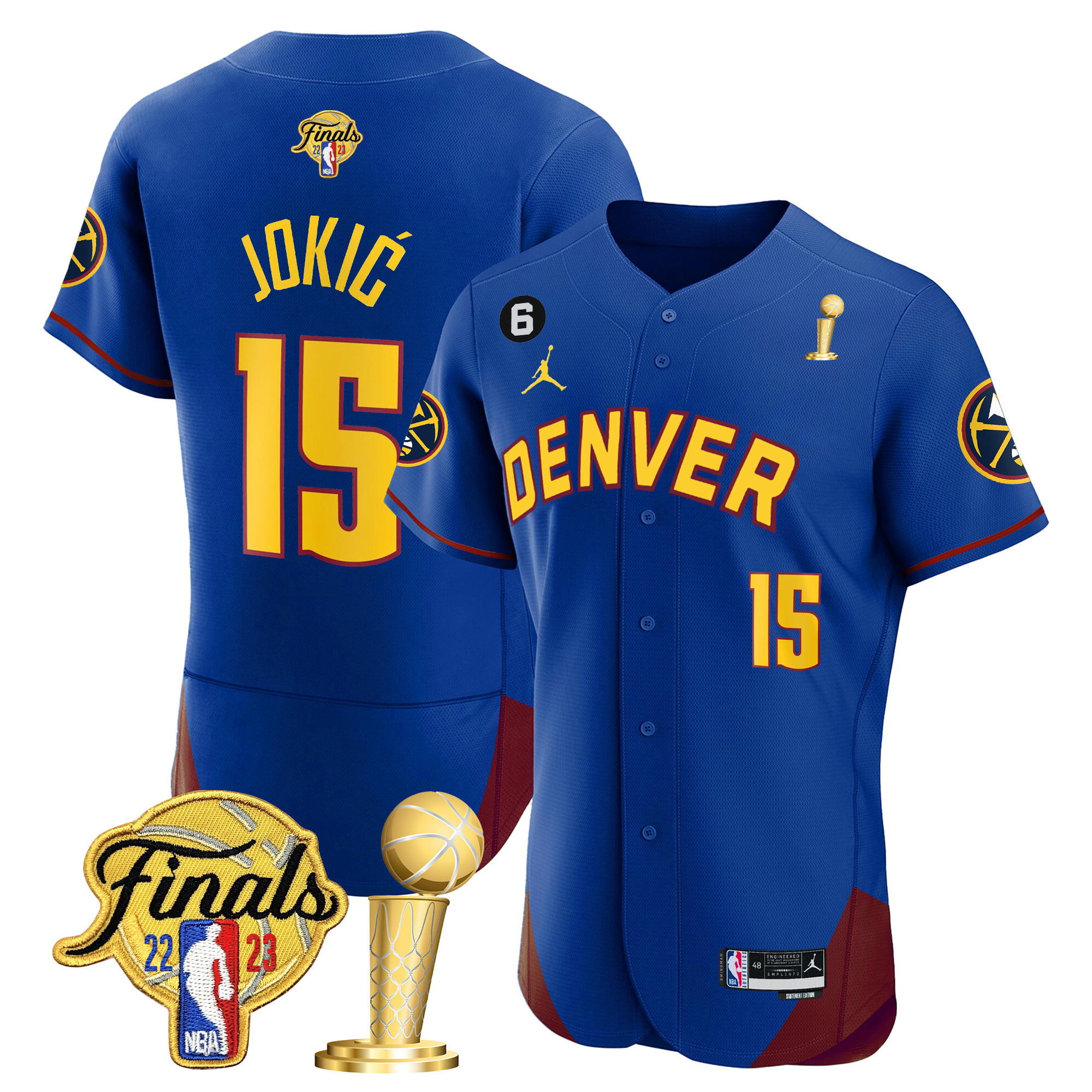 Nikola Jokic Youth's Denver Nuggets 2023 Finals & Champions Flex Base Statement Jersey - All Stitched