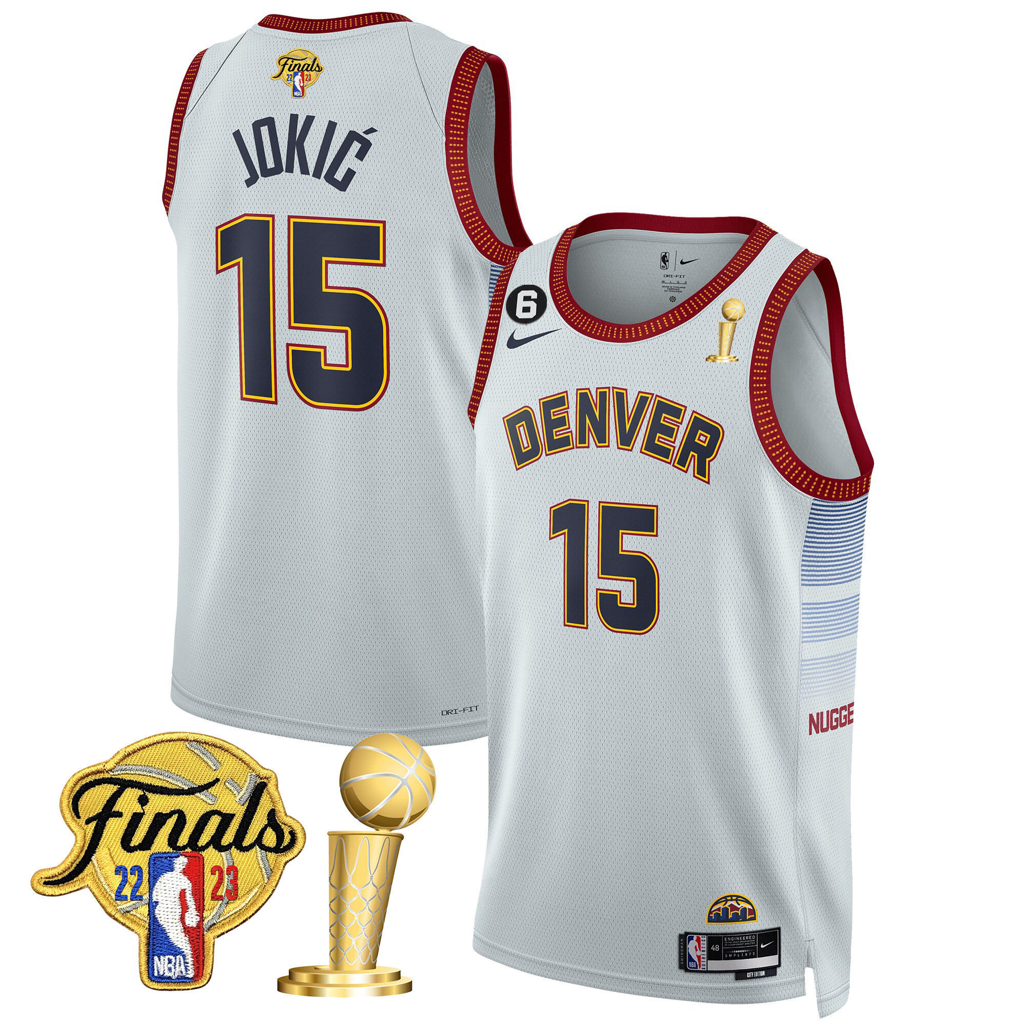 Nikola Jokic Youth's Denver Nuggets 2023 Finals & Champions Patch City Jersey - All Stitched