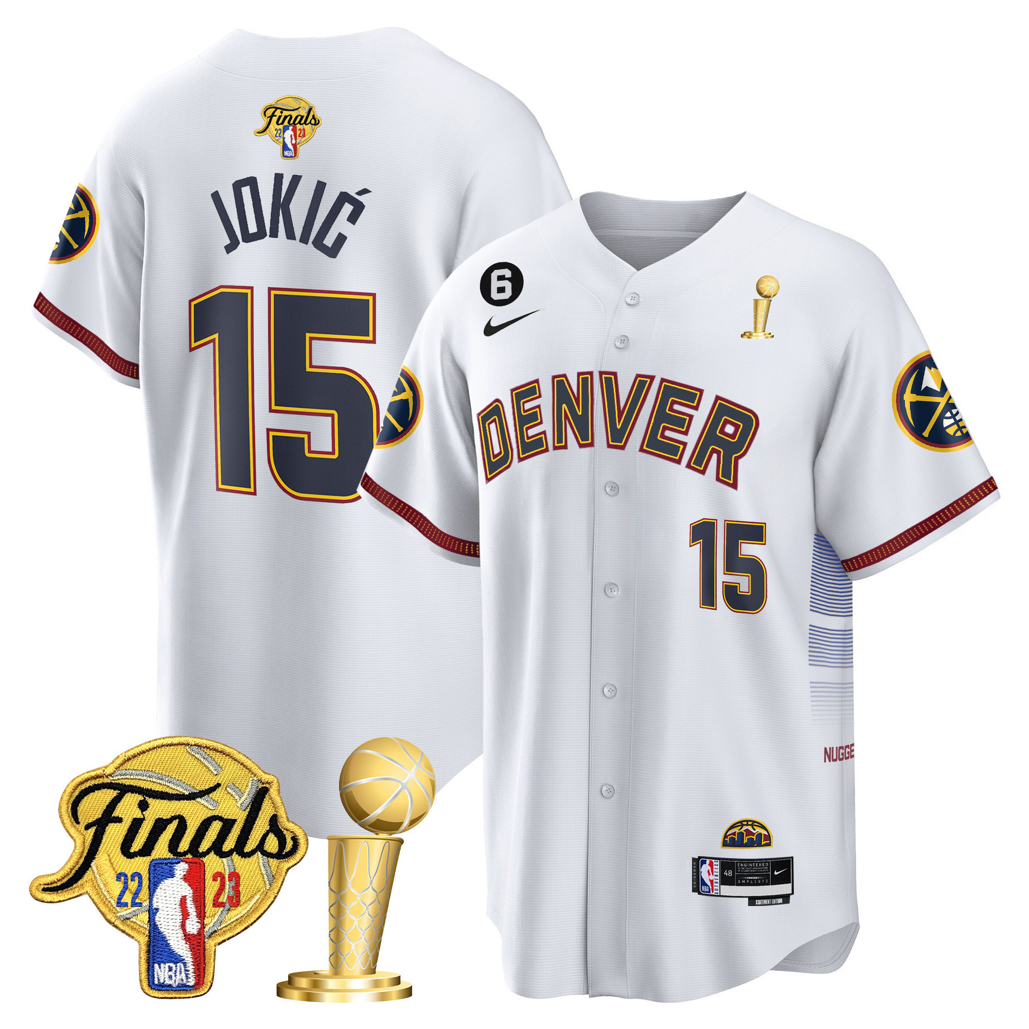 Nikola Jokic Youth's Denver Nuggets 2023 Finals & Champions Patch Cool Base City Jersey - All Stitched
