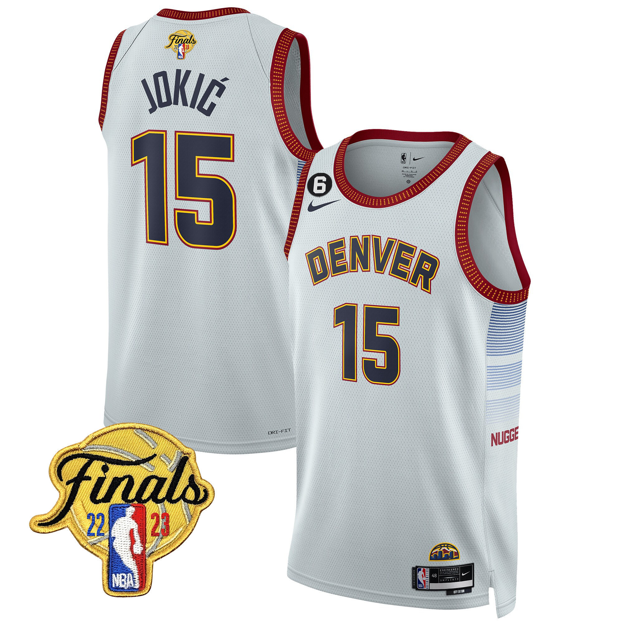 Nikola Jokic Youth's Denver Nuggets 2023 Finals Patch Collection City Jersey - All Stitched
