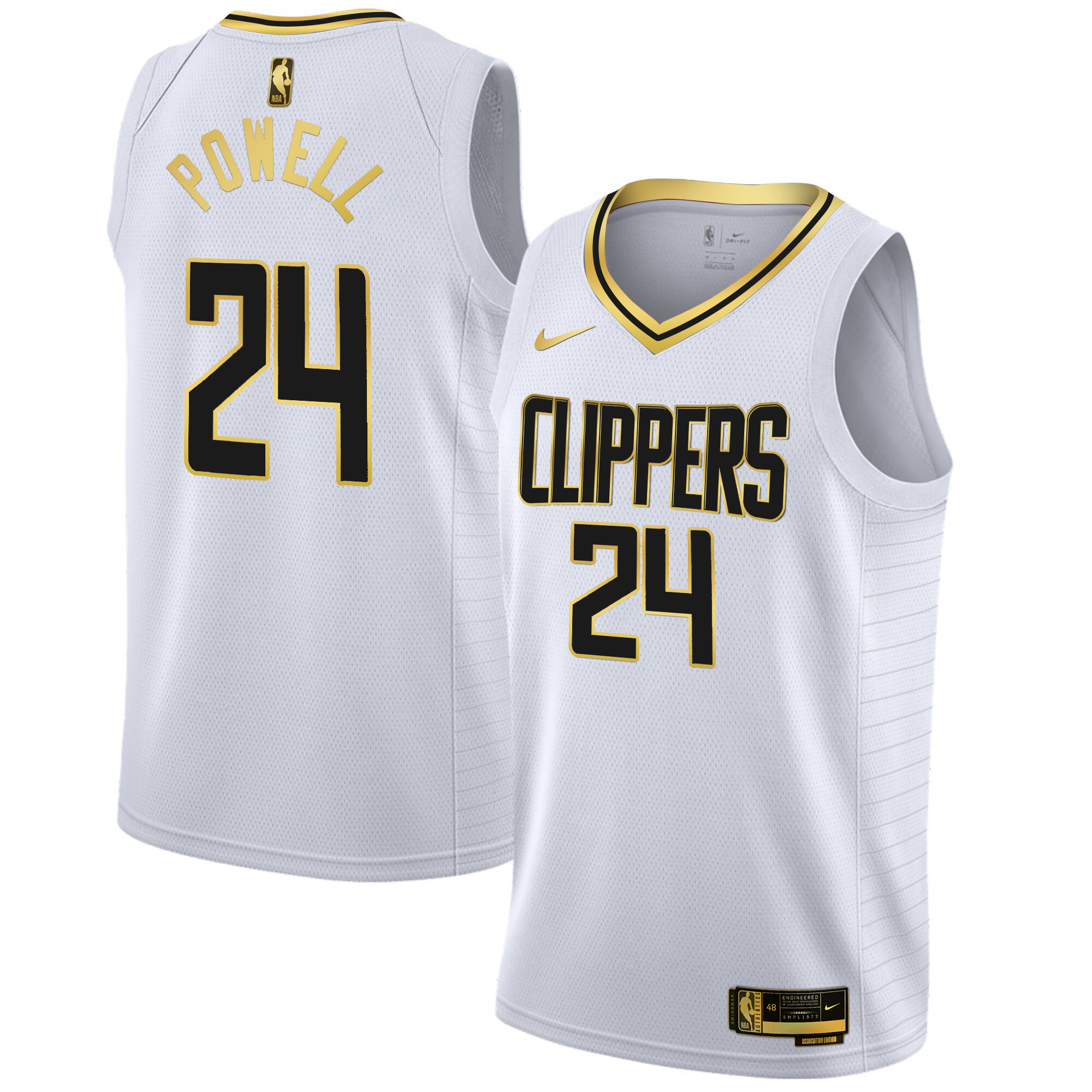 Norman Powell Men's Los Angeles Clippers Swingman White Gold Jersey - All Stitched