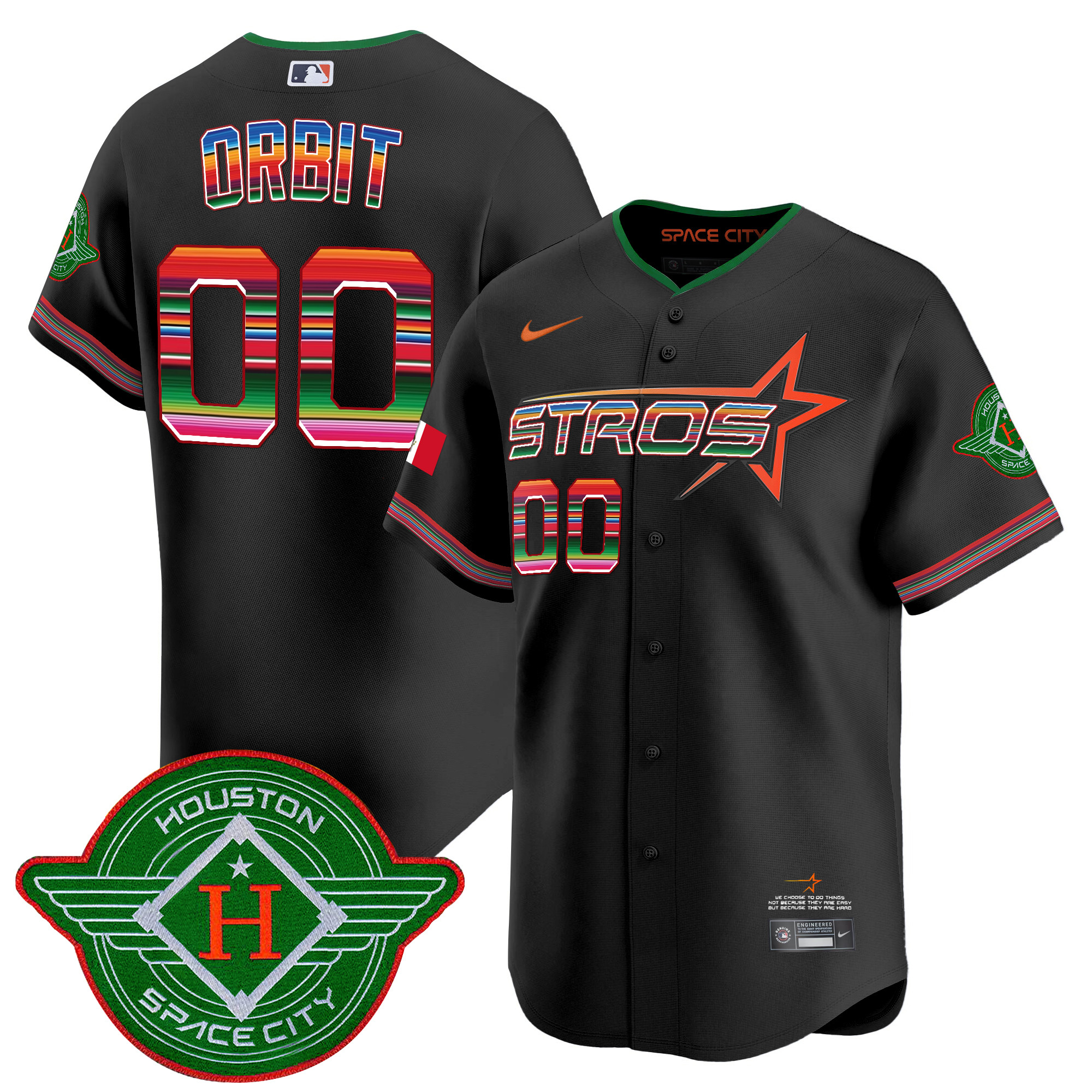 Orbit Men's Houston Astros 2025 City Connect Mexico Vapor Premier Limited Black Jersey - All Stitched