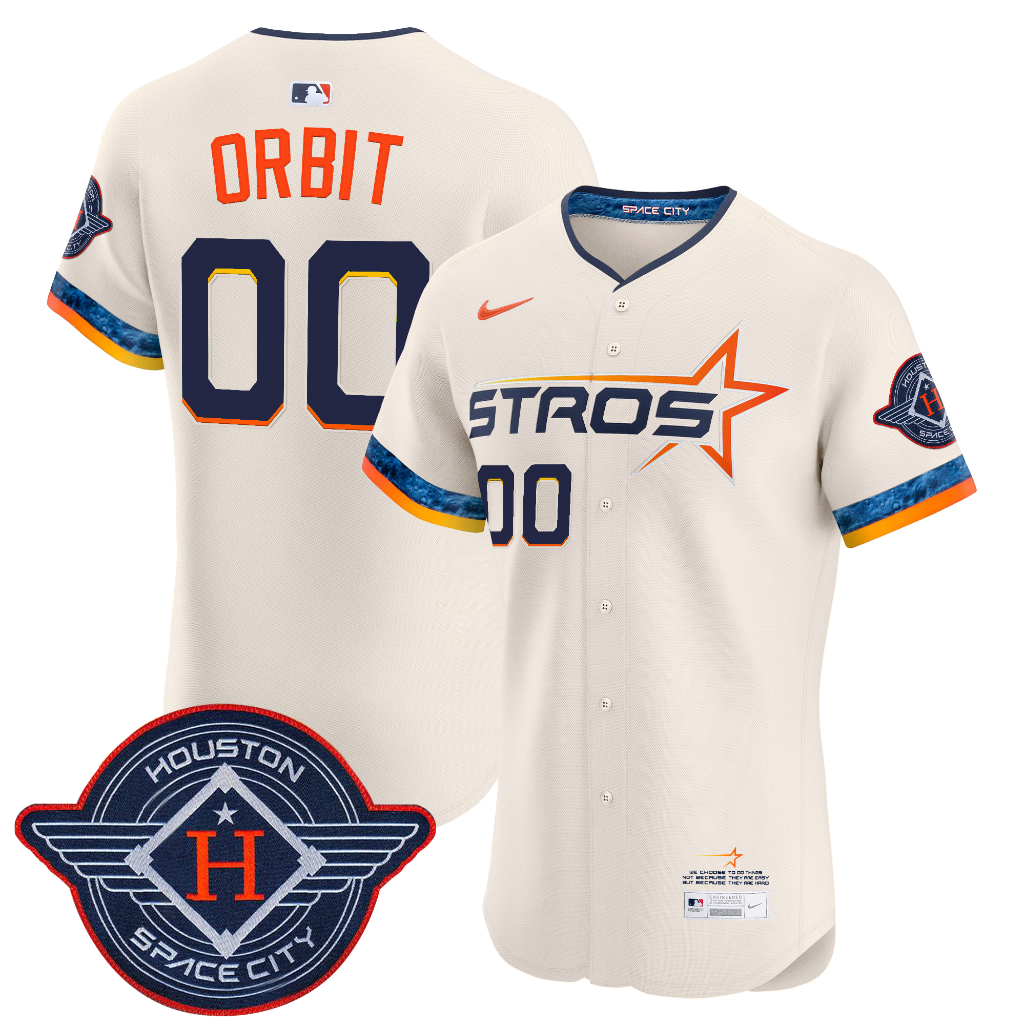 Orbit Men's Houston Astros 2025 City Connect Vapor Premier Elite Cream Jersey - All Stitched
