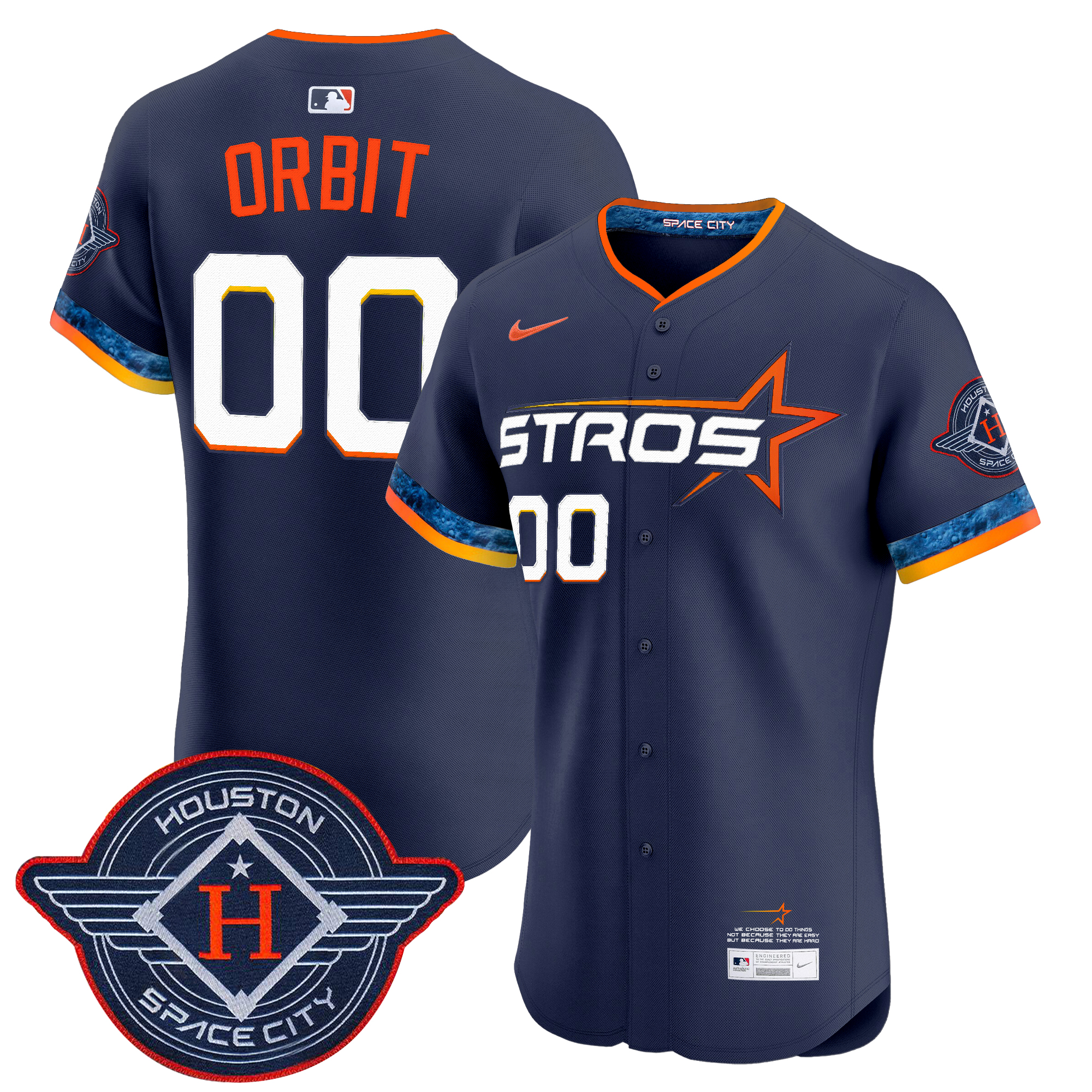 Orbit Men's Houston Astros 2025 City Connect Vapor Premier Elite Navy Jersey - All Stitched