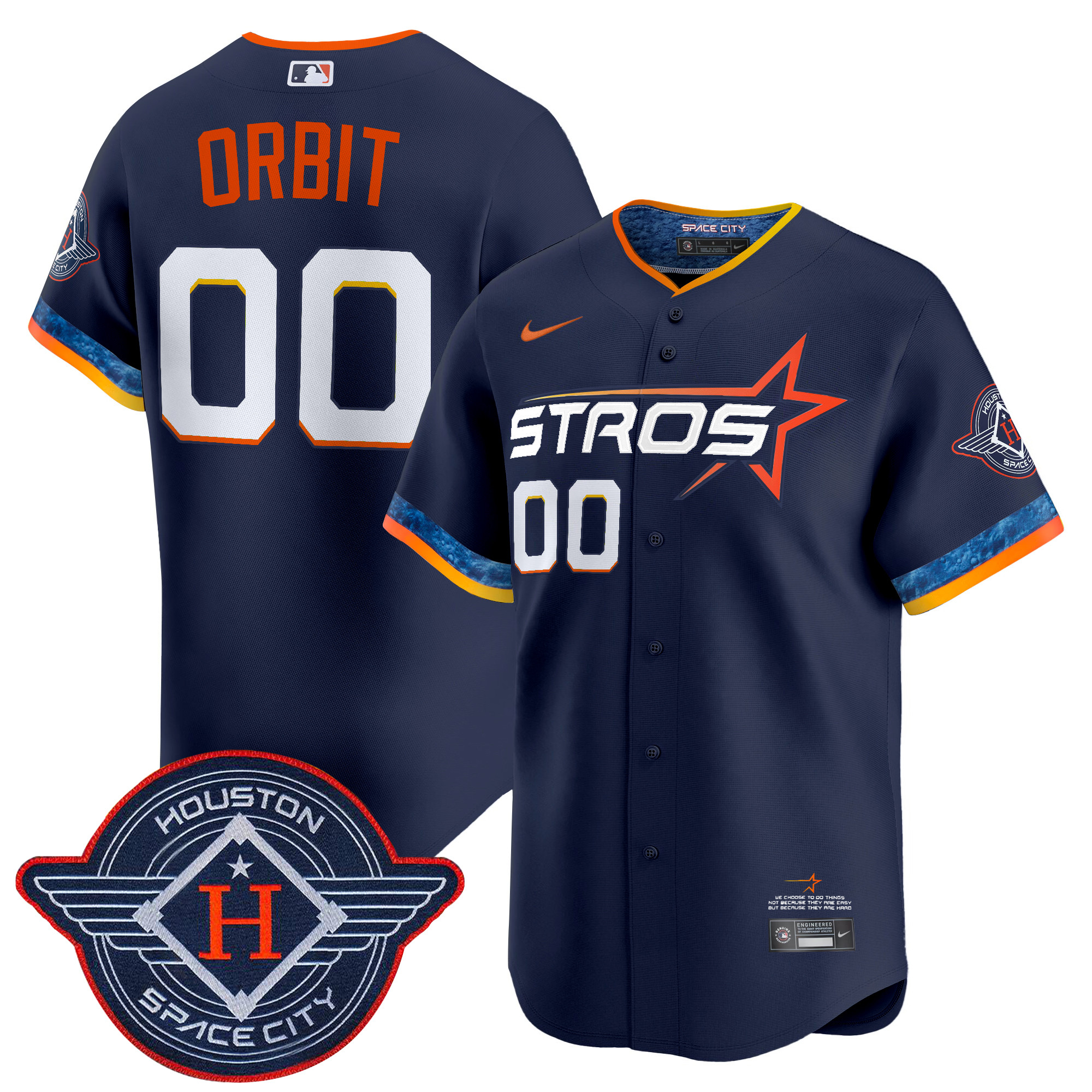 Orbit Men's Houston Astros 2025 City Connect Vapor Premier Limited Navy Jersey - All Stitched