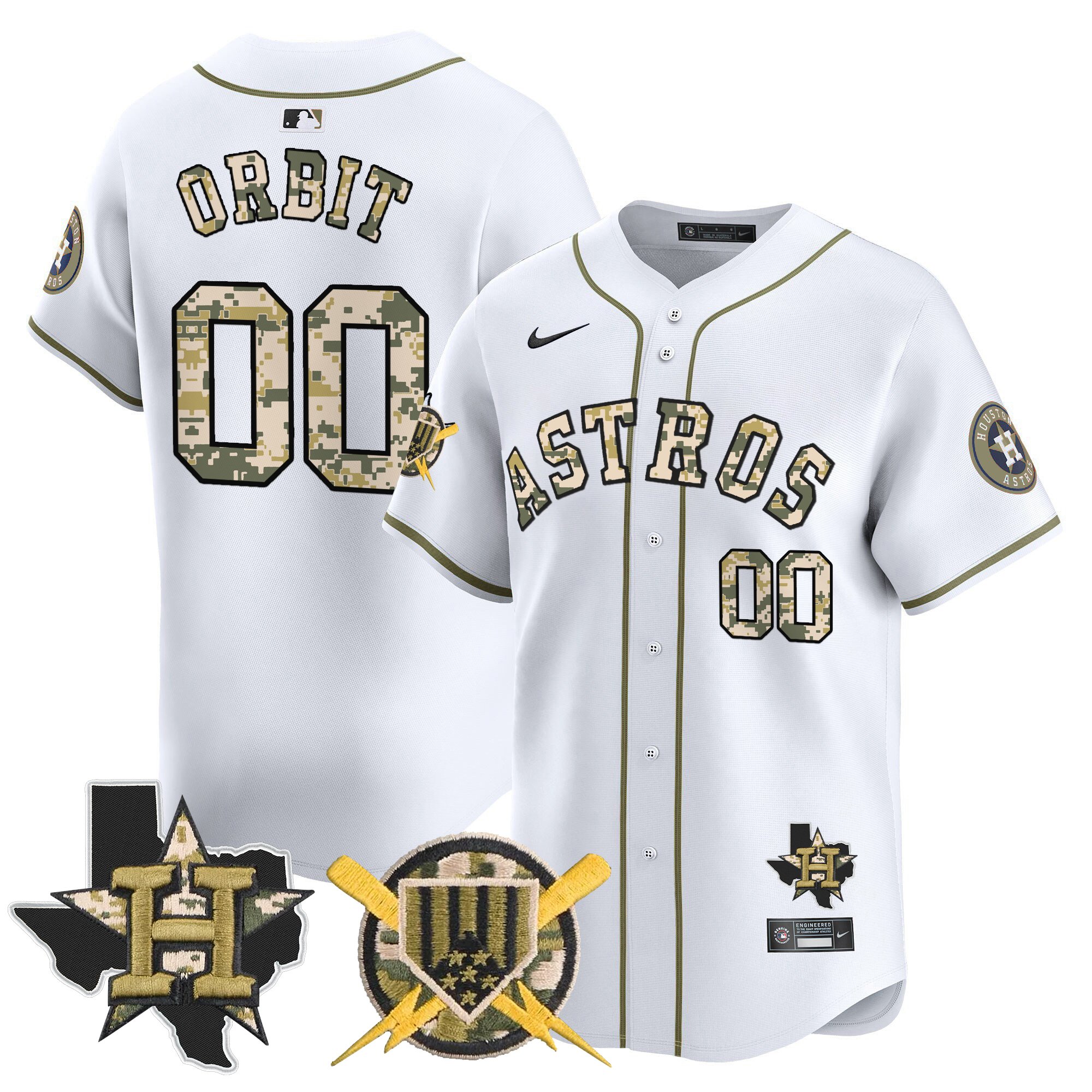 Orbit Men's Houston Astros Armed Forces Day Vapor Premier Limited Home Jersey V2 - All Stitched