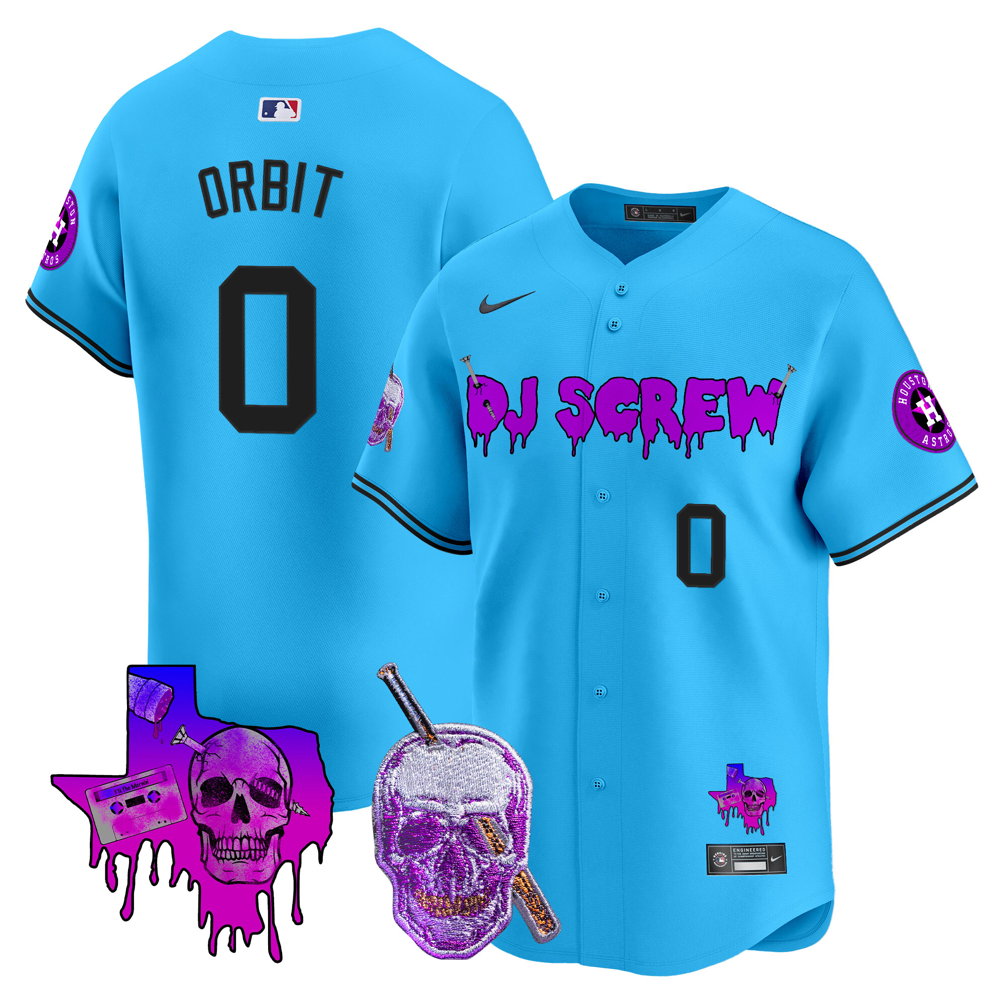 Orbit Men's Houston Astros DJ Screw Vapor Premier Limited Light Blue Jersey - All Stitched